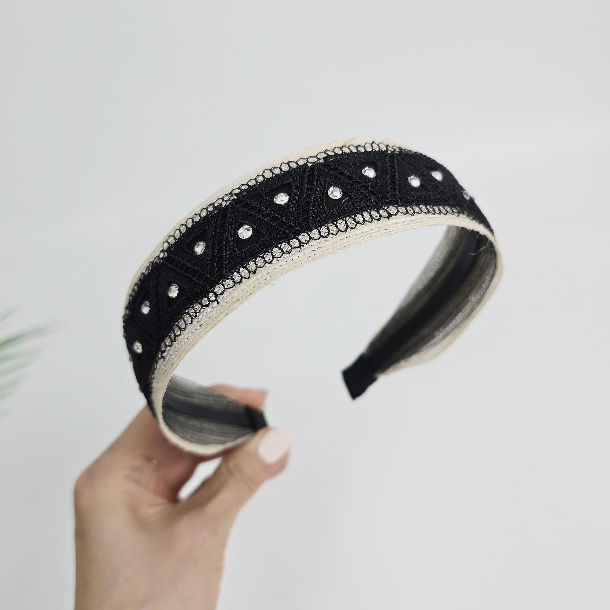 Mini Triangle Cubic Point Wide Headband (1.4 Inch) / Simple Basic Hair Turban / Hair Turban for Woman