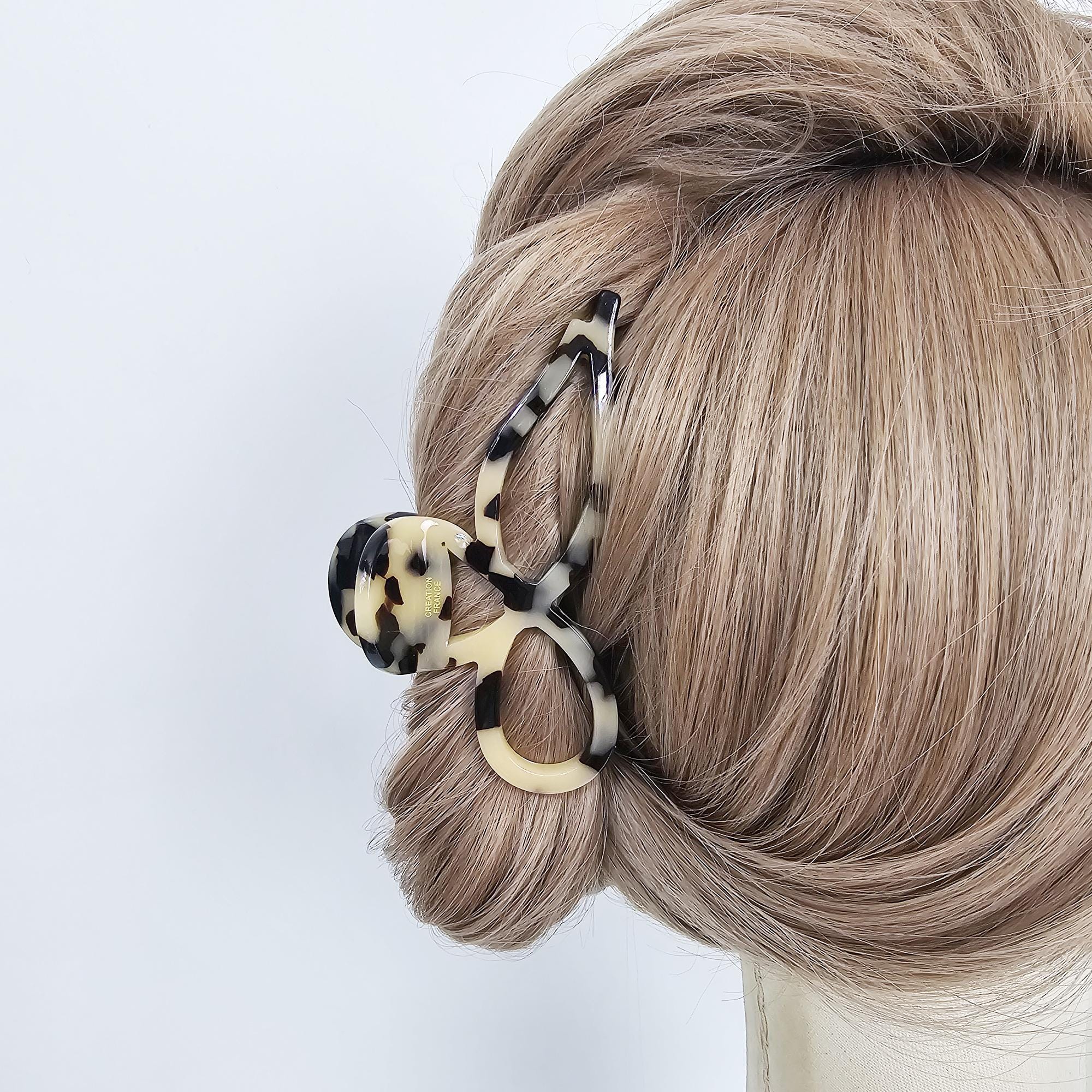 Luxurious Tailed Ribbon Updo Hair Claw (4.3 Inch) / Elegance French Hair Pin / Hair Barrette for Woman