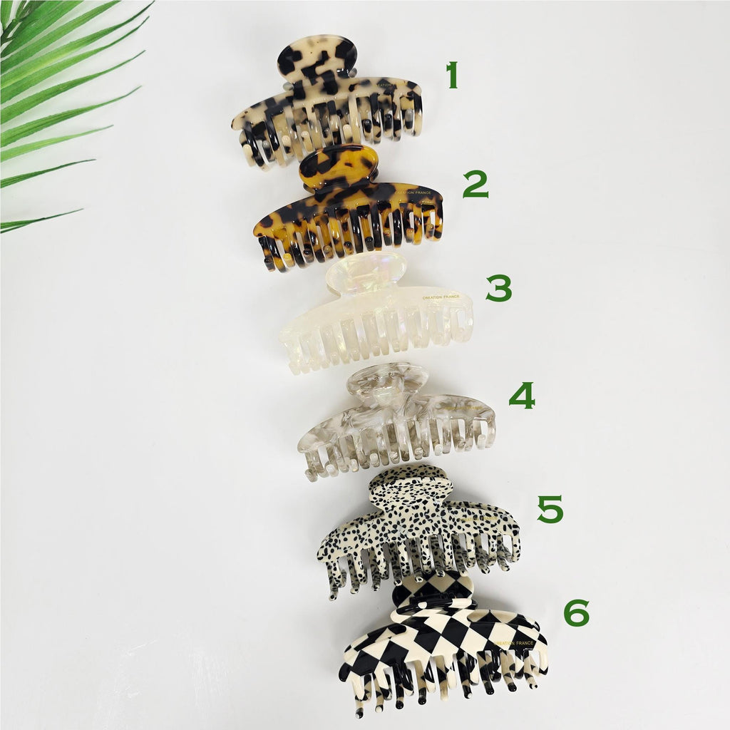Luxurious Leopard Print Round Hug Updo Hair Claw (3.9 Inch) / Elegance French Hair Pin / Hair Barrette for Woman