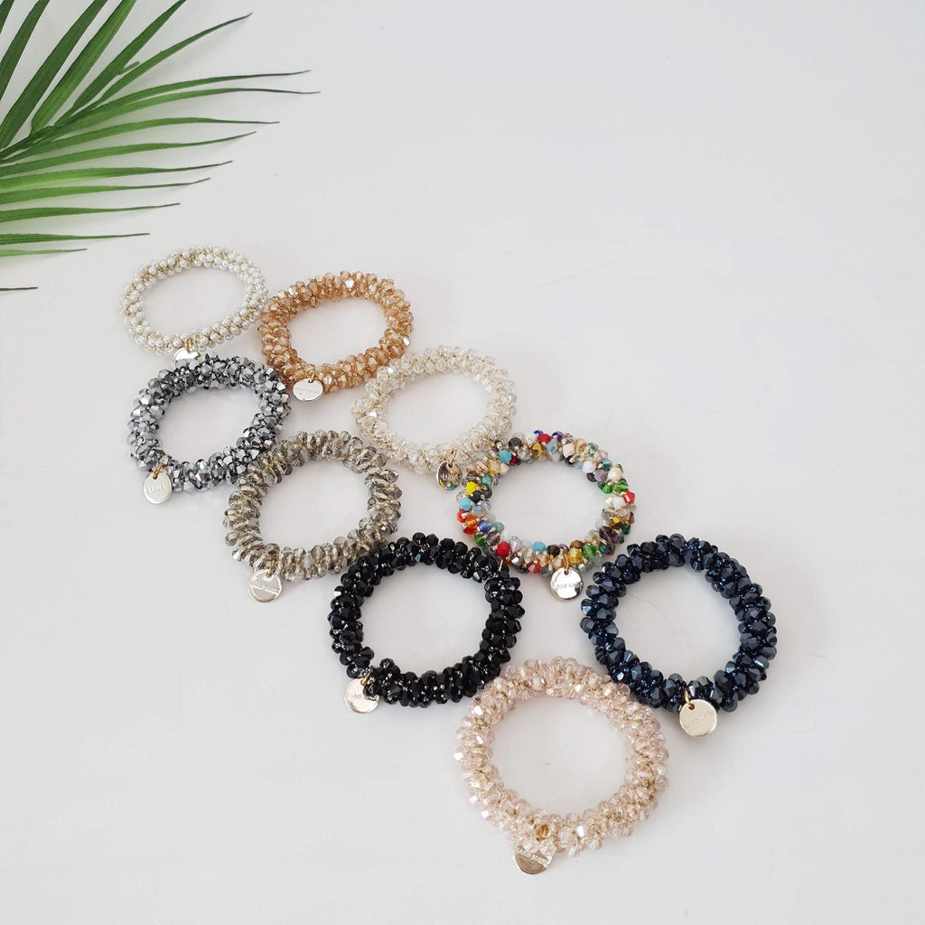 Bling Glass Beads Pendant Hair Tie / Small Ponytail Holder / Hair Accessory for Woman
