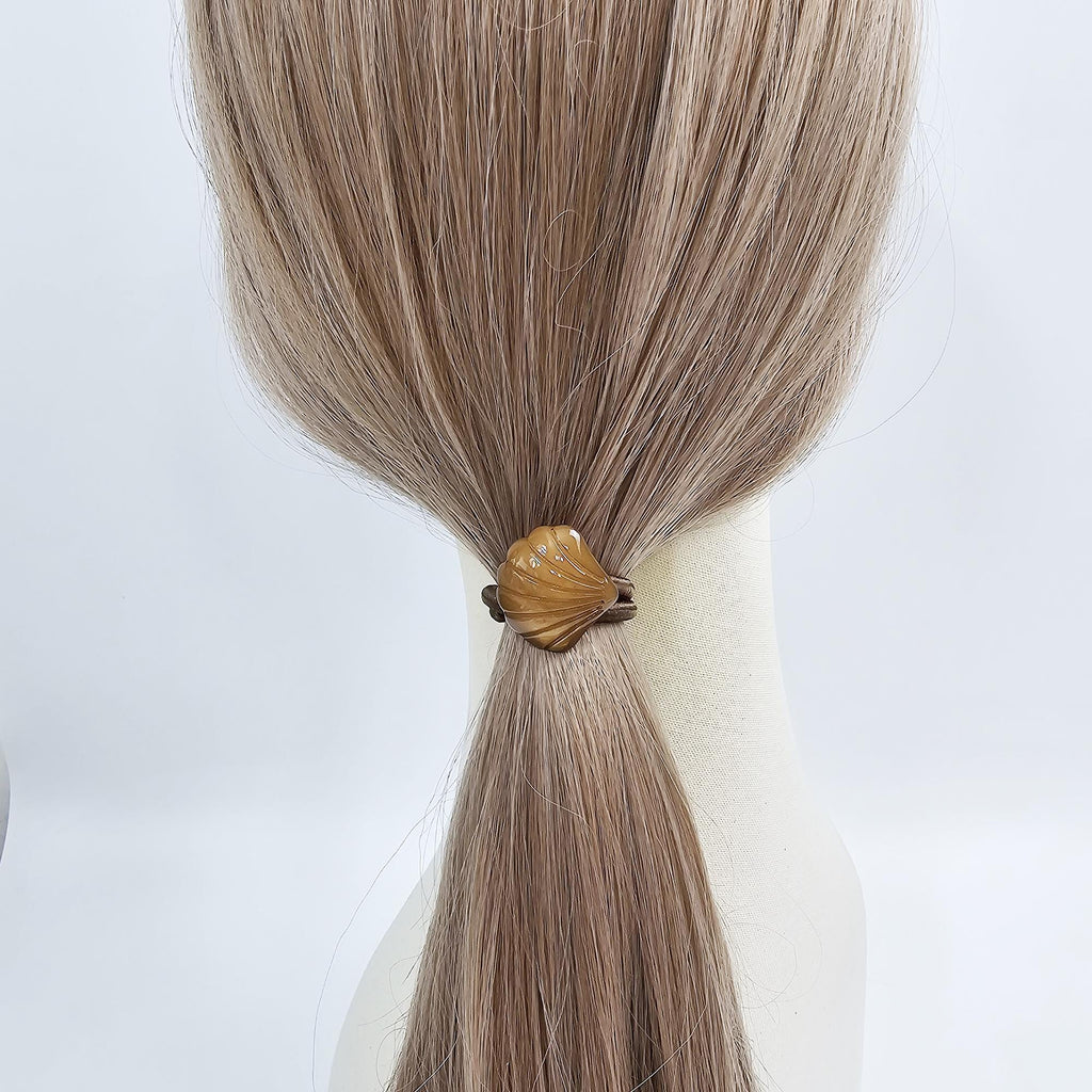 Velvet Aurora Mini Shell Ponytail Hair Tie (1.0 Inch) / Simple Cute Ponytail Holder / Hair Accessory for Woman / French Hair Tie
