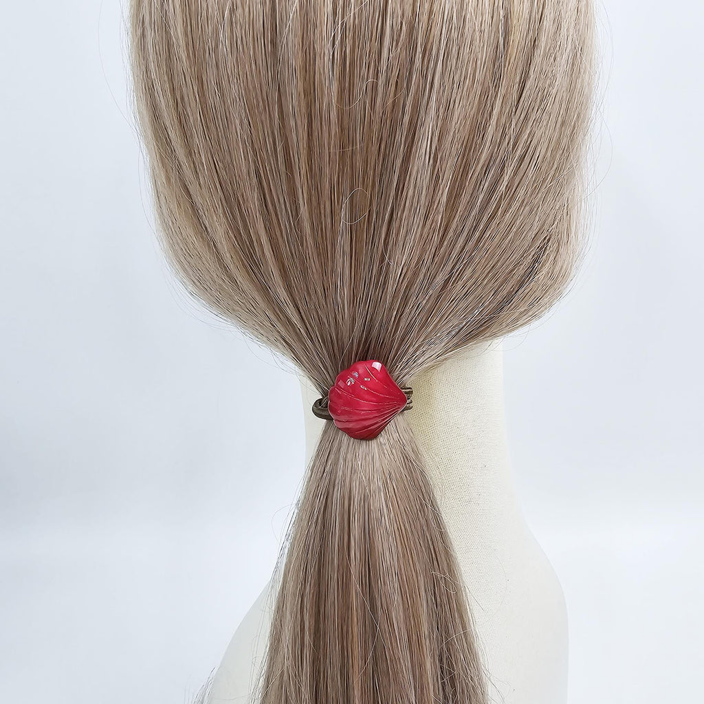 Velvet Aurora Mini Shell Ponytail Hair Tie (1.0 Inch) / Simple Cute Ponytail Holder / Hair Accessory for Woman / French Hair Tie