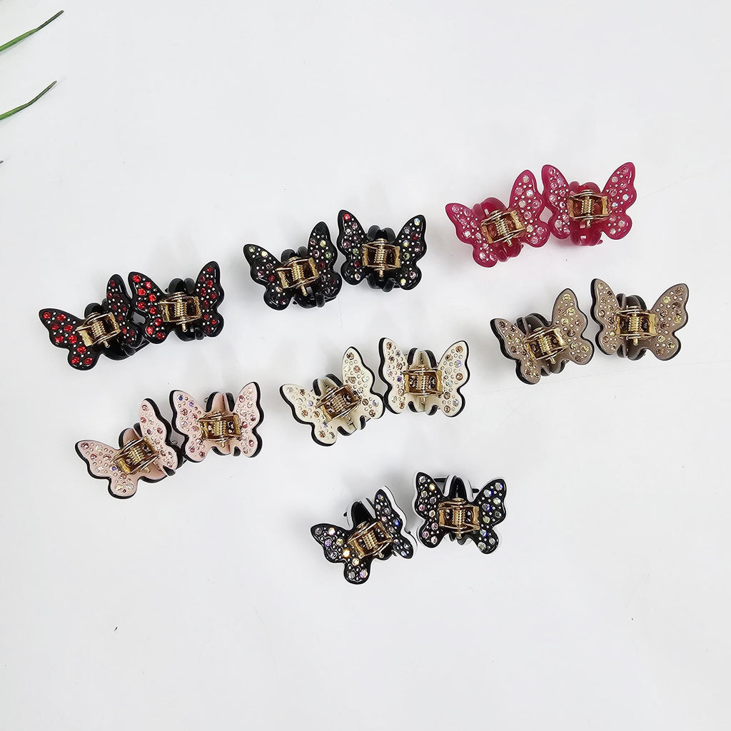 New Color Kelsey Cubic Butterfly Mini Hair Claw Clip (2 Pieces in 1 Set)/ Vivid Color French Pin / Alligator Hair Clip for Woman