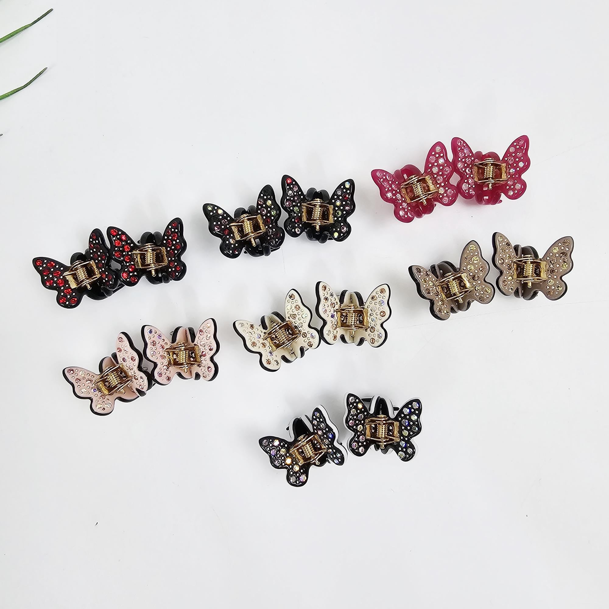 New Color Kelsey Cubic Butterfly Mini Hair Claw Clip (2 Pieces in 1 Set)/ Vivid Color French Pin / Alligator Hair Clip for Woman