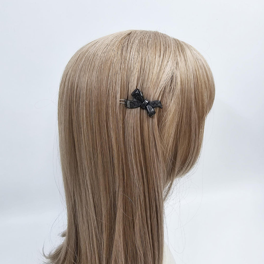 New Color Mini Double Ribbon Bobby Pin (1.8 Inch) / Tortoise Marble French Hair Pin Clip / Bow Barrette
