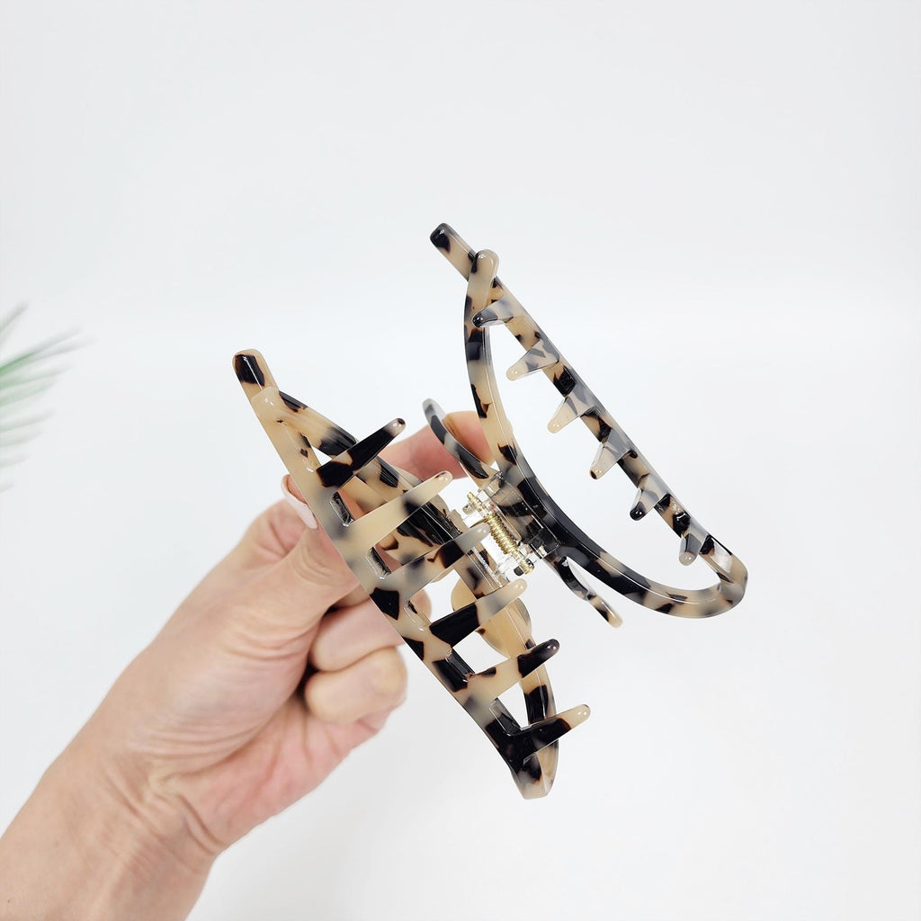 Leopard Marble Big Butterfly Half Up Hair Claw Clip / Elegance French Hair Pin / Hair Barrette for Woman