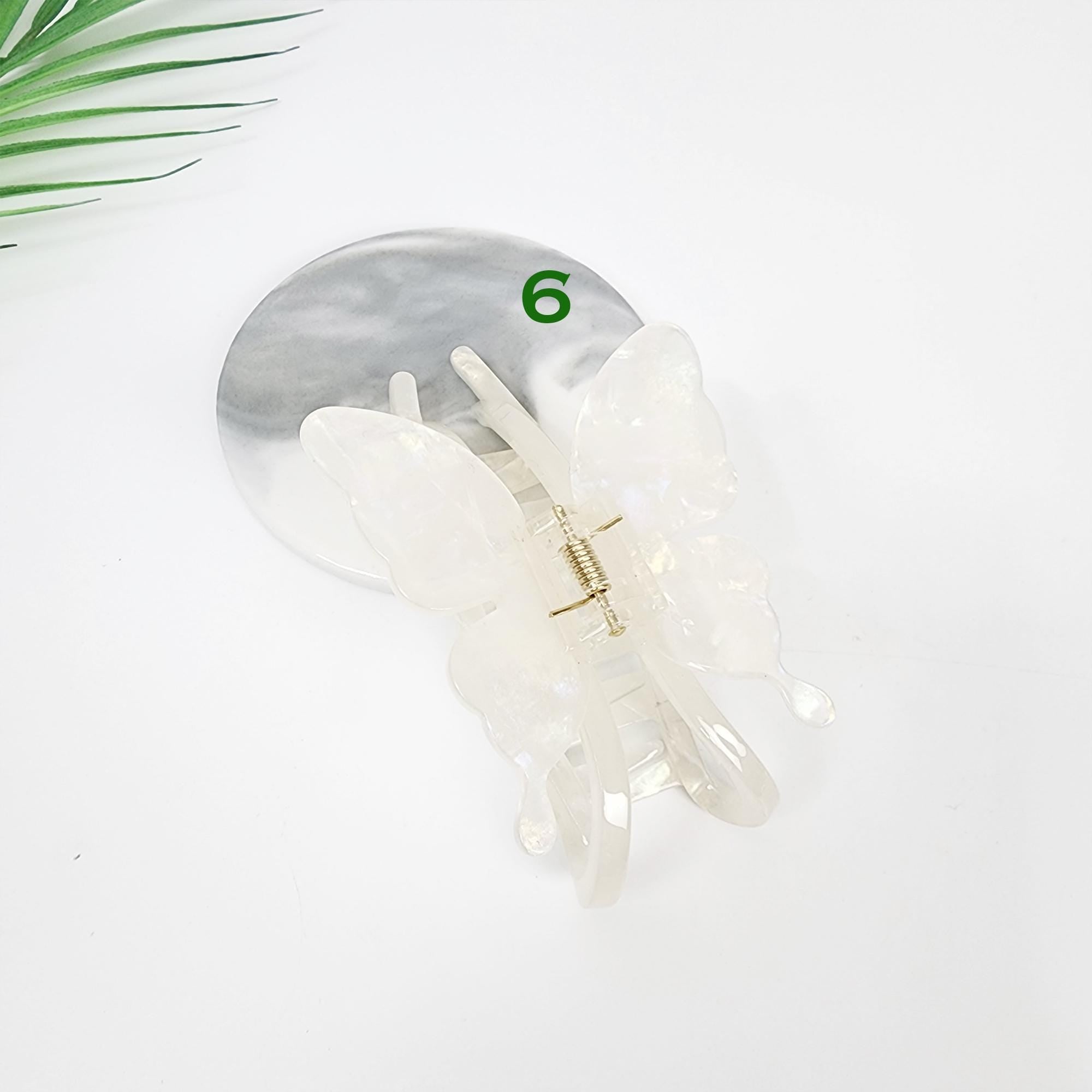 Leopard Marble Big Butterfly Half Up Hair Claw Clip / Elegance French Hair Pin / Hair Barrette for Woman