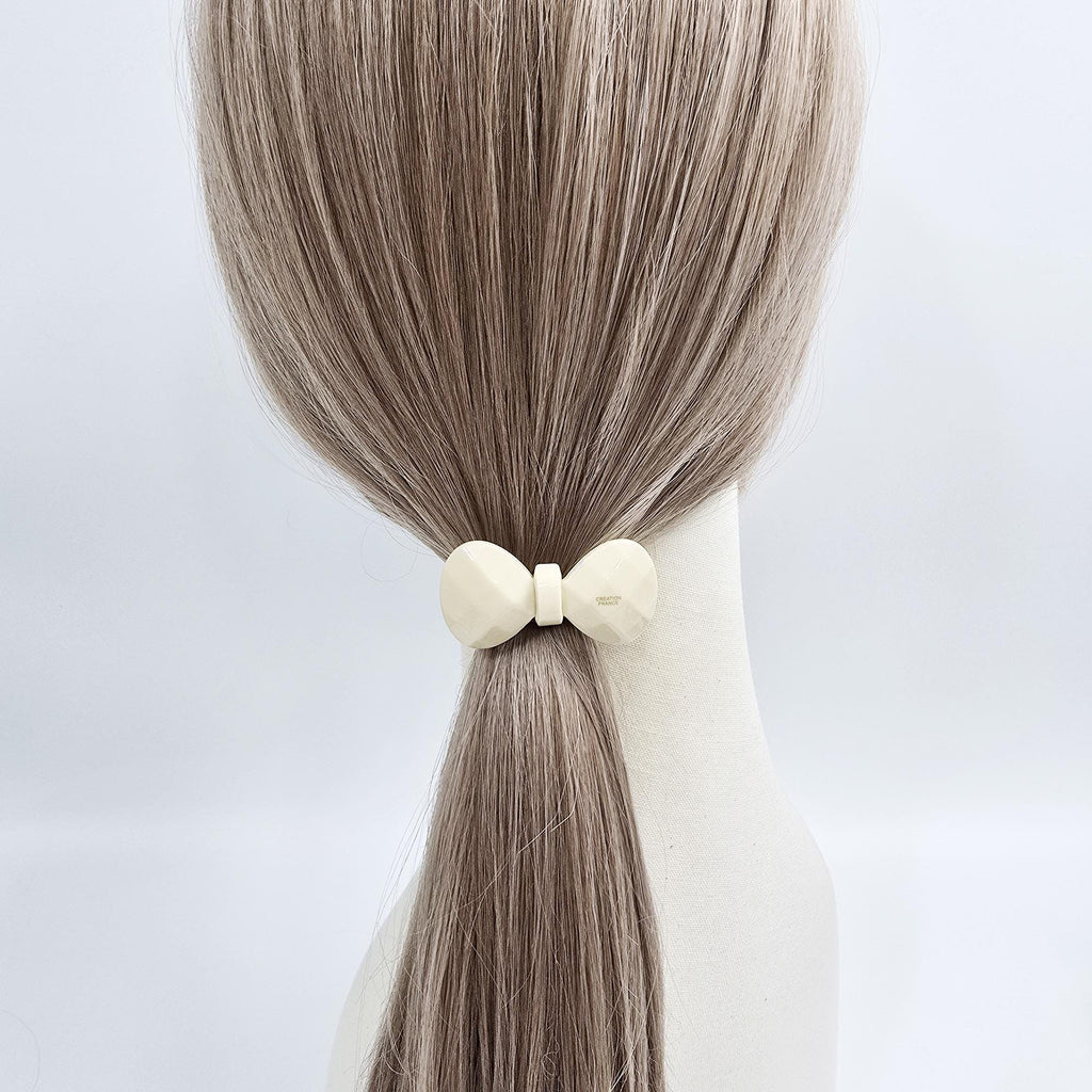 Cutting Bow Ribbon Ponytail Elastic Hair Tie (2.0 Inch) / Simple Cute Ponytail Holder / Hair Accessory for Woman / French Hair Tie