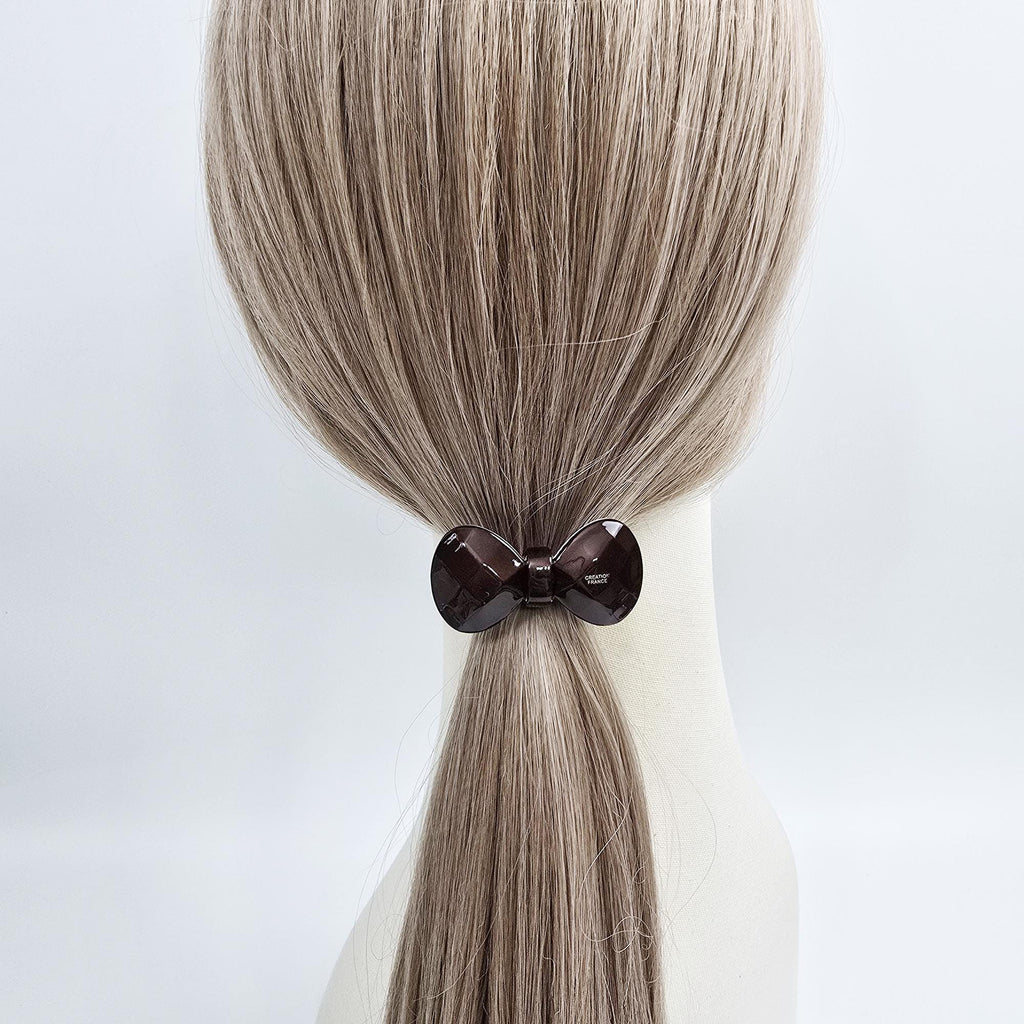 Cutting Bow Ribbon Ponytail Elastic Hair Tie (2.0 Inch) / Simple Cute Ponytail Holder / Hair Accessory for Woman / French Hair Tie