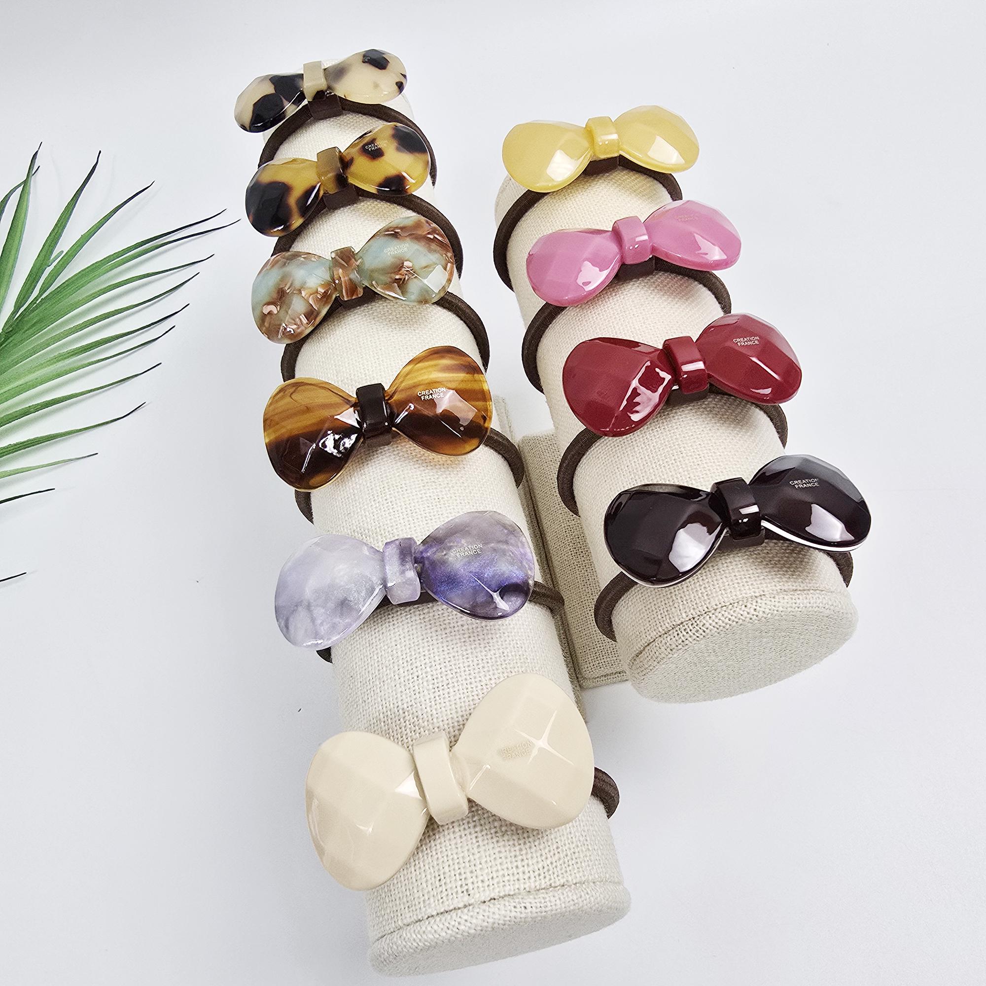 Cutting Bow Ribbon Ponytail Elastic Hair Tie (2.0 Inch) / Simple Cute Ponytail Holder / Hair Accessory for Woman / French Hair Tie