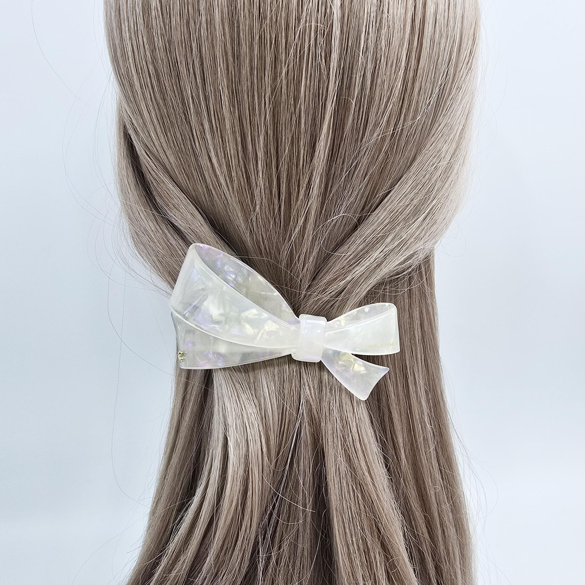 Glossy Leopard Large Ribbon Hair Bobby Pin (4.1 Inch) / Elegance Leopard French Hair Pin / Automatic Hair Clip