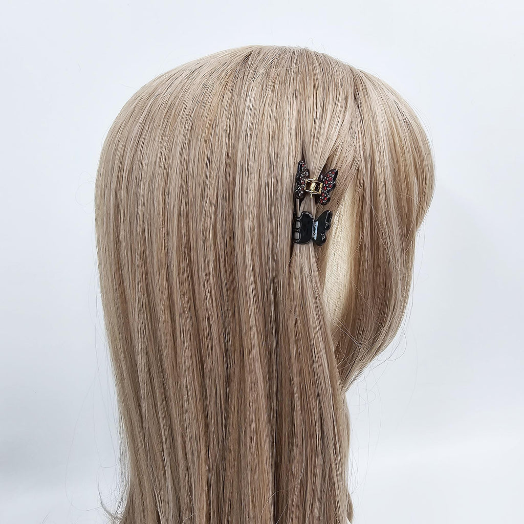 New Color Kelsey Cubic Butterfly Mini Hair Claw Clip (2 Pieces in 1 Set)/ Vivid Color French Pin / Alligator Hair Clip for Woman
