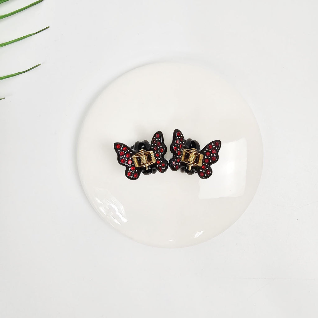 New Color Kelsey Cubic Butterfly Mini Hair Claw Clip (2 Pieces in 1 Set)/ Vivid Color French Pin / Alligator Hair Clip for Woman