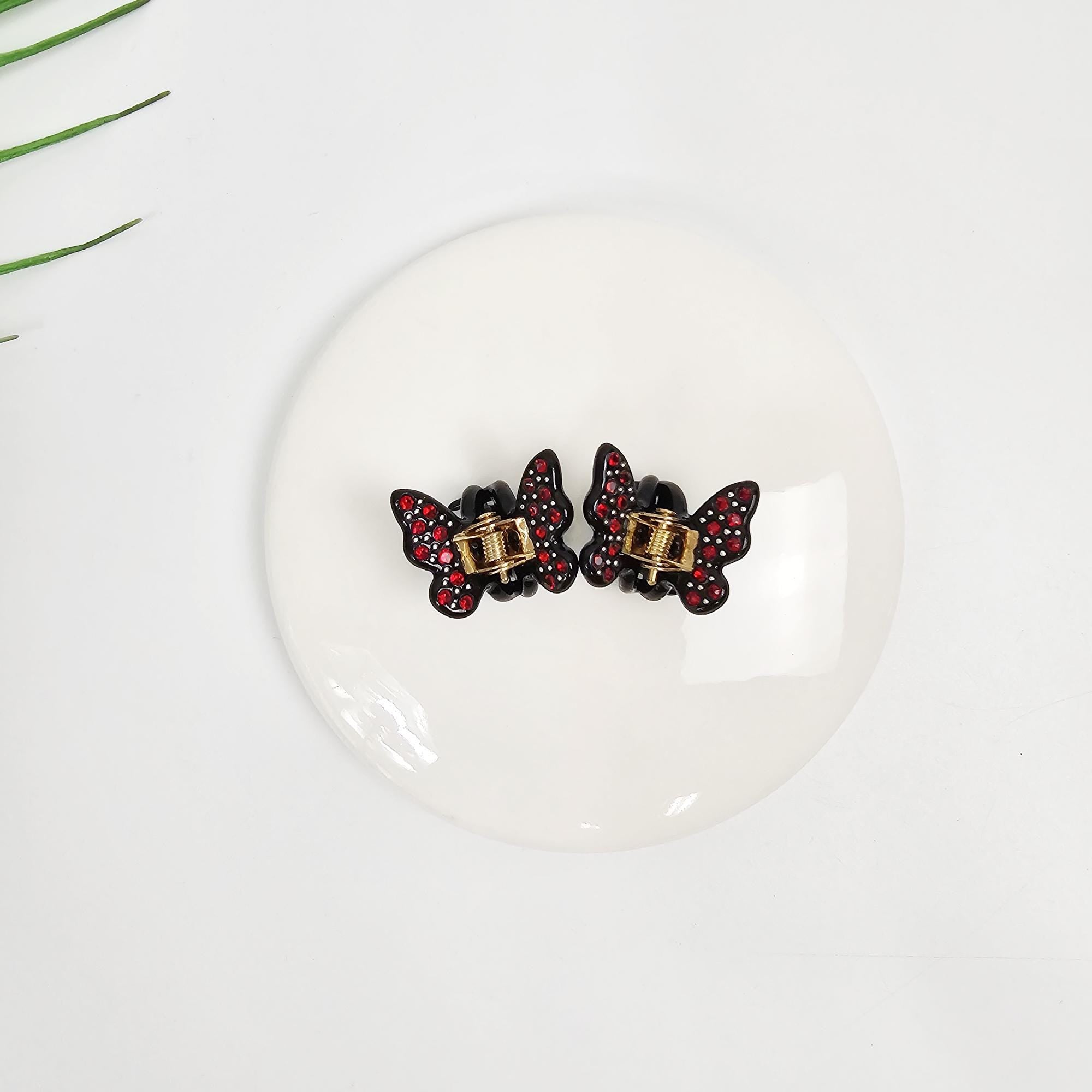 New Color Kelsey Cubic Butterfly Mini Hair Claw Clip (2 Pieces in 1 Set)/ Vivid Color French Pin / Alligator Hair Clip for Woman