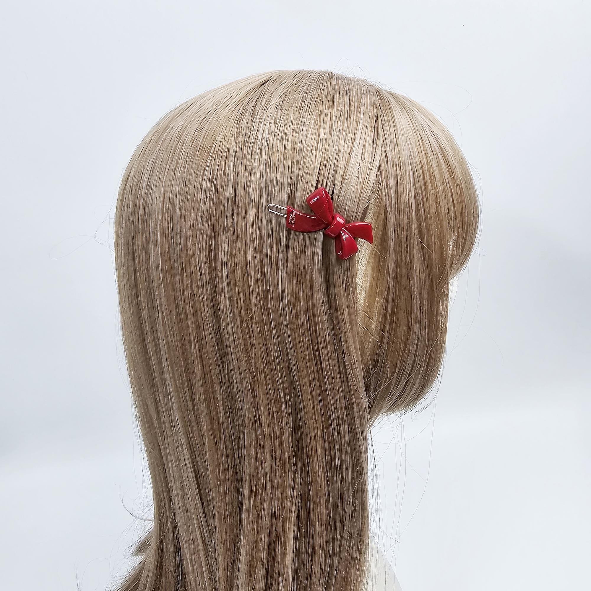 New Color Mini Double Ribbon Bobby Pin (1.8 Inch) / Tortoise Marble French Hair Pin Clip / Bow Barrette