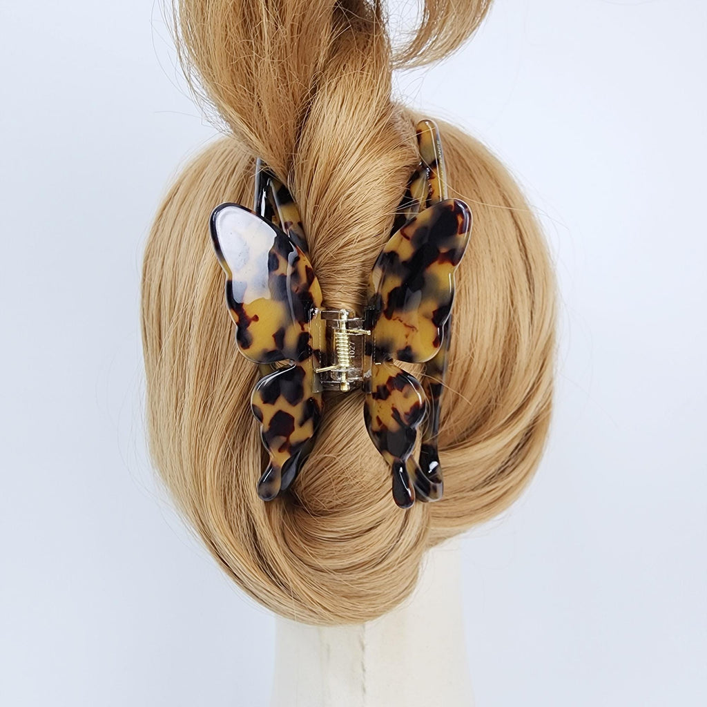 Leopard Marble Big Butterfly Half Up Hair Claw Clip / Elegance French Hair Pin / Hair Barrette for Woman