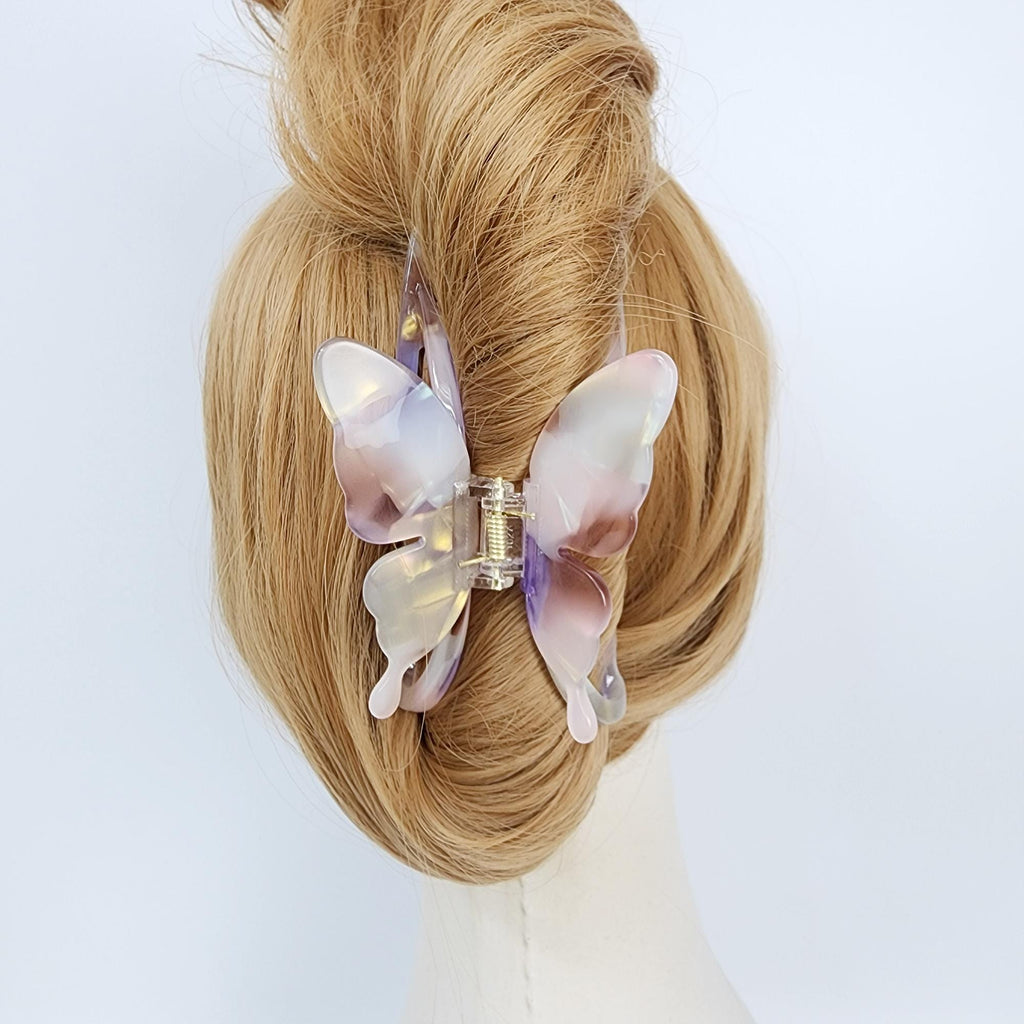 Leopard Marble Big Butterfly Half Up Hair Claw Clip / Elegance French Hair Pin / Hair Barrette for Woman