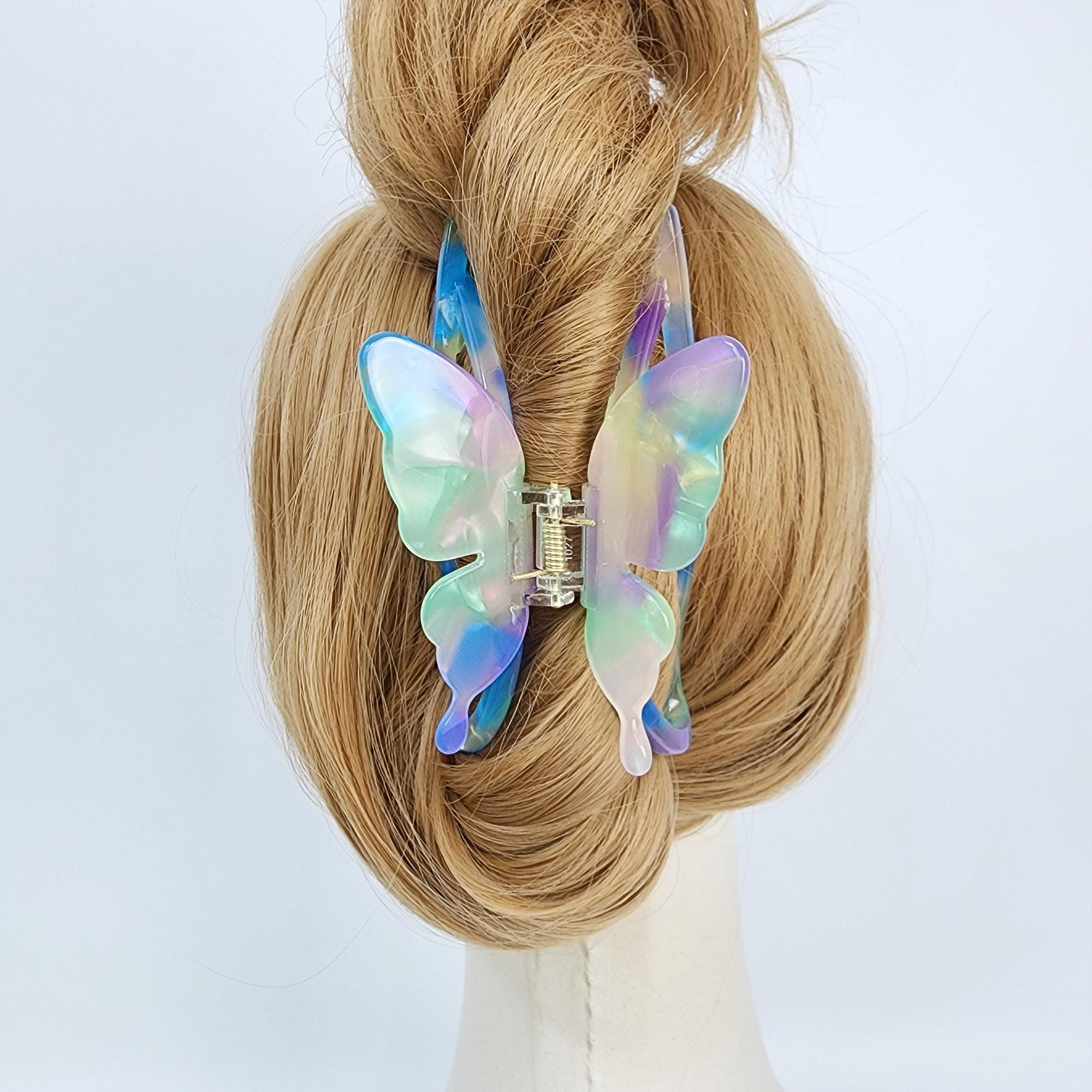 Leopard Marble Big Butterfly Half Up Hair Claw Clip / Elegance French Hair Pin / Hair Barrette for Woman