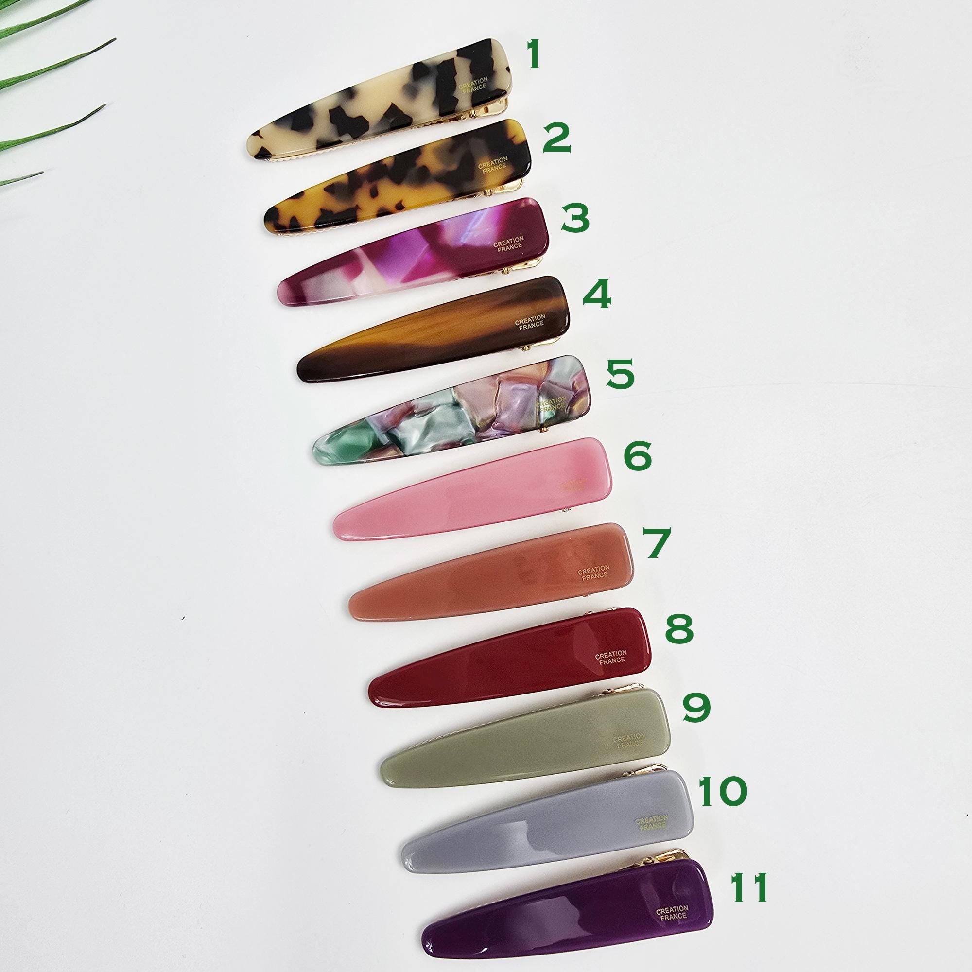 Long Slim Triangle Barrette Hair Claw Clip (3.0 Inch) / Vivid Color French Pin / Alligator Hair Clip for Woman