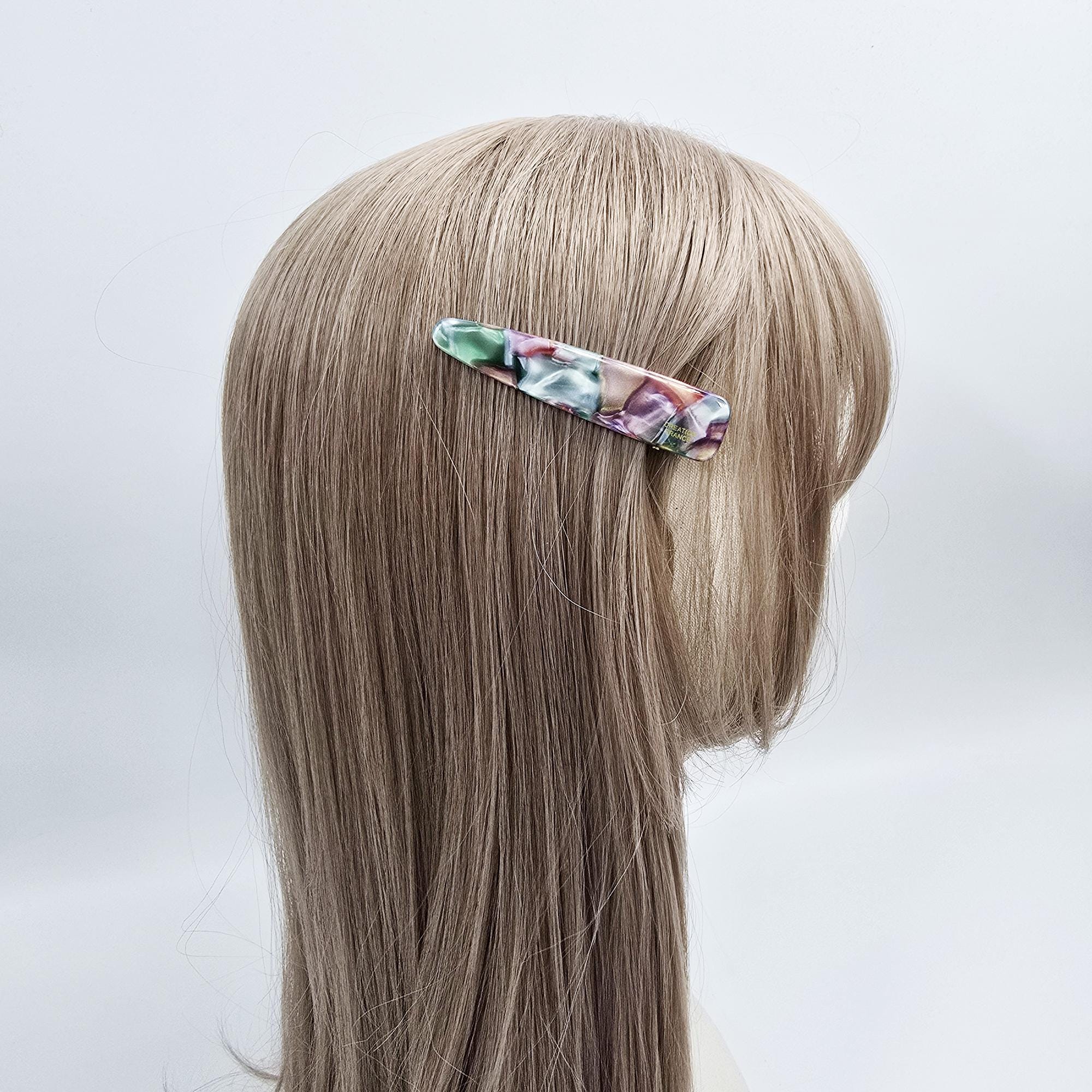 Long Slim Triangle Barrette Hair Claw Clip (3.0 Inch) / Vivid Color French Pin / Alligator Hair Clip for Woman