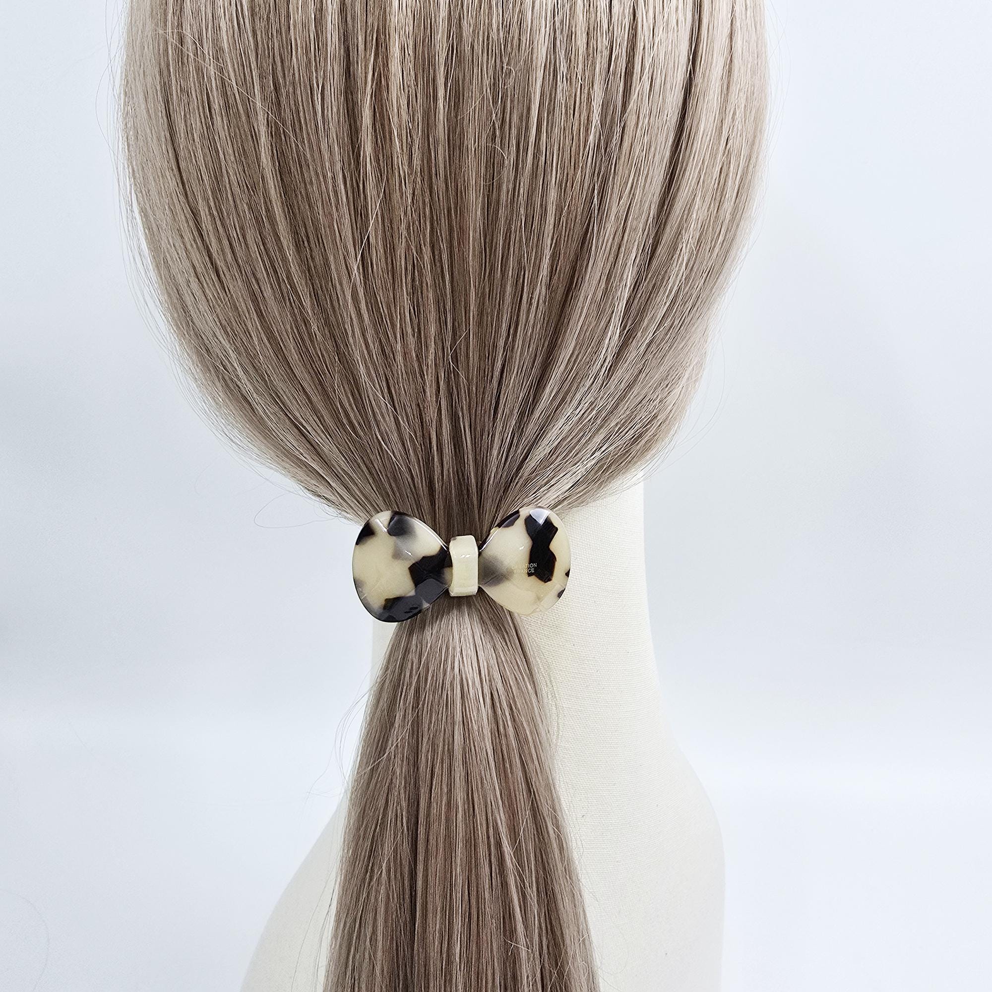 Cutting Bow Ribbon Ponytail Elastic Hair Tie (2.0 Inch) / Simple Cute Ponytail Holder / Hair Accessory for Woman / French Hair Tie