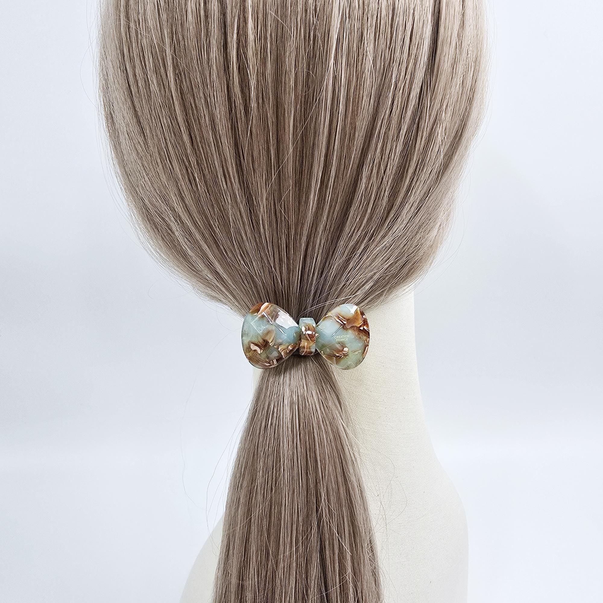 Cutting Bow Ribbon Ponytail Elastic Hair Tie (2.0 Inch) / Simple Cute Ponytail Holder / Hair Accessory for Woman / French Hair Tie