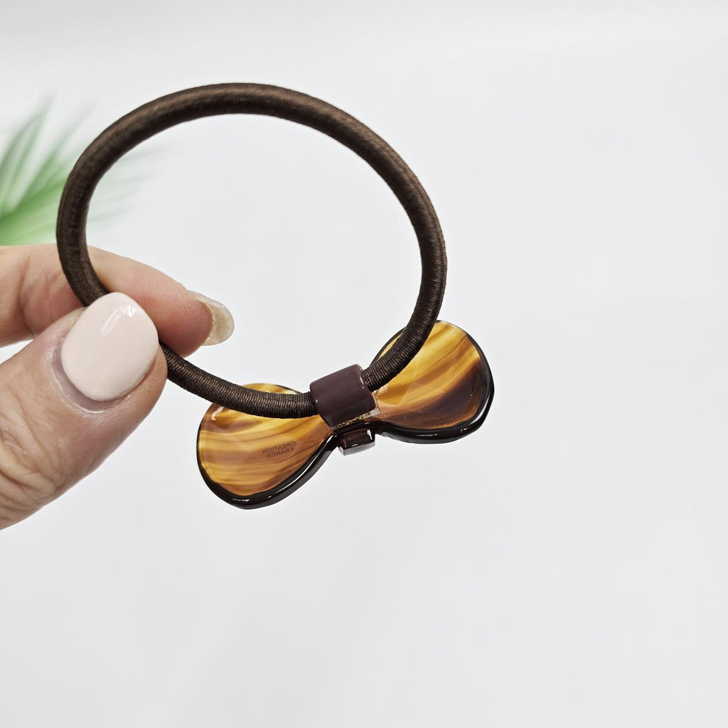 Cutting Bow Ribbon Ponytail Elastic Hair Tie (2.0 Inch) / Simple Cute Ponytail Holder / Hair Accessory for Woman / French Hair Tie