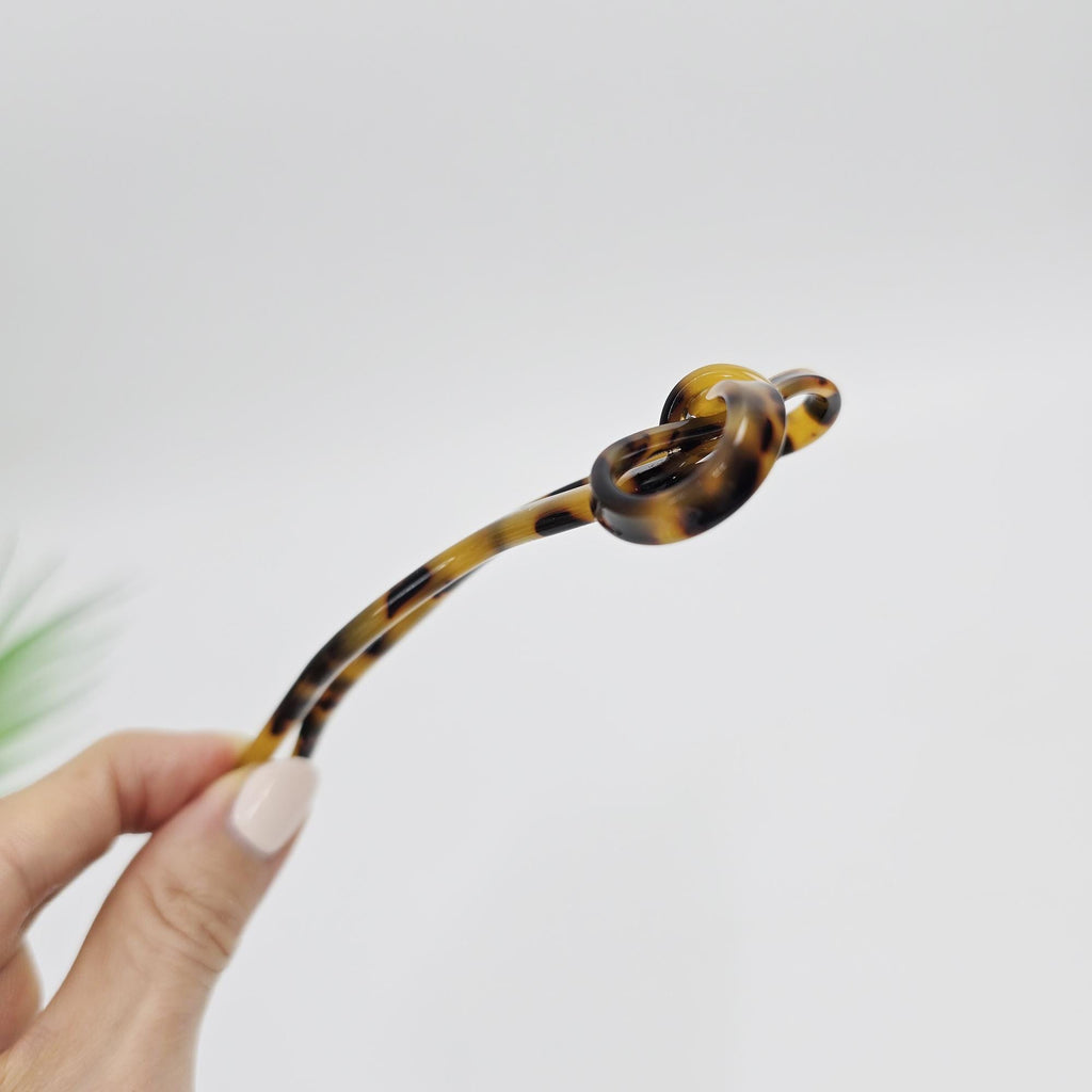 Bliss Ribbon Wave Updo Hair Stick (4.7 Inch) / Tortoise Shell French Hair Pin / Metal Hair Fork for Thick Hair / Hair Pin Stick