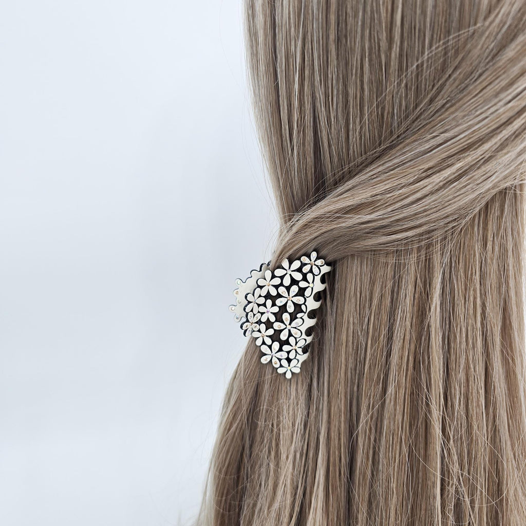 Pastel Glittering Blossom Small Hair Claw Clip (2.6 Inch) / Elegance French Hair Pin / Hair Barrette for Woman