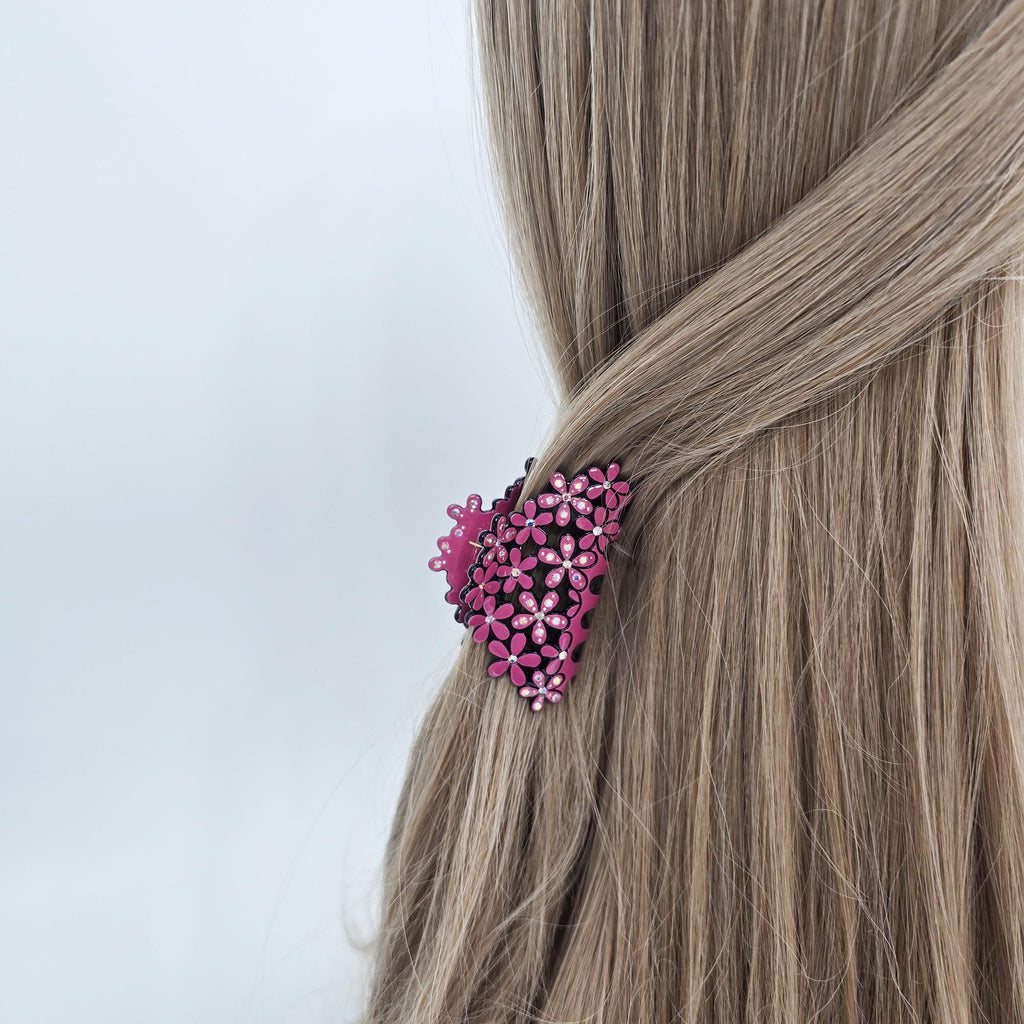 Pastel Glittering Blossom Small Hair Claw Clip (2.6 Inch) / Elegance French Hair Pin / Hair Barrette for Woman