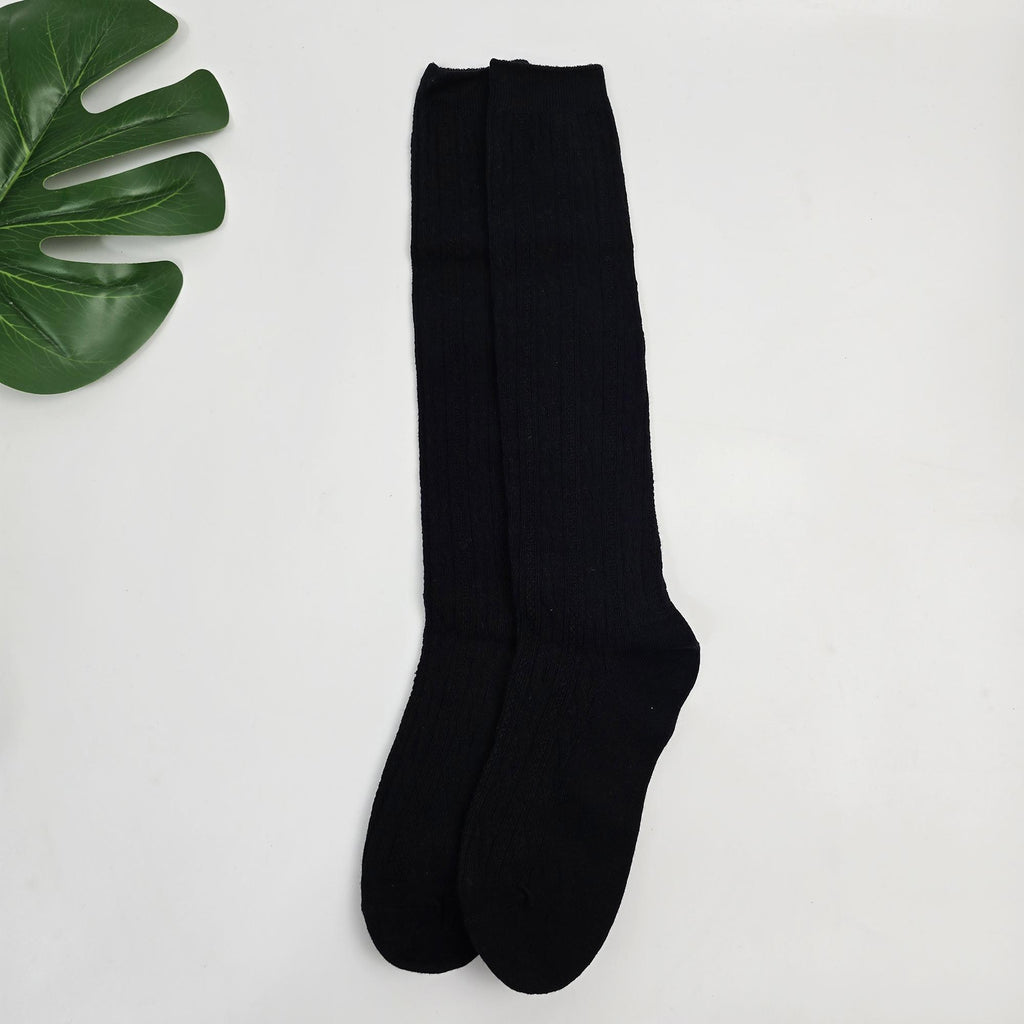 Cable Knit Knee High Socks | Cotton Long Boot Hosiery | Korean Socks | Preppy School Gift