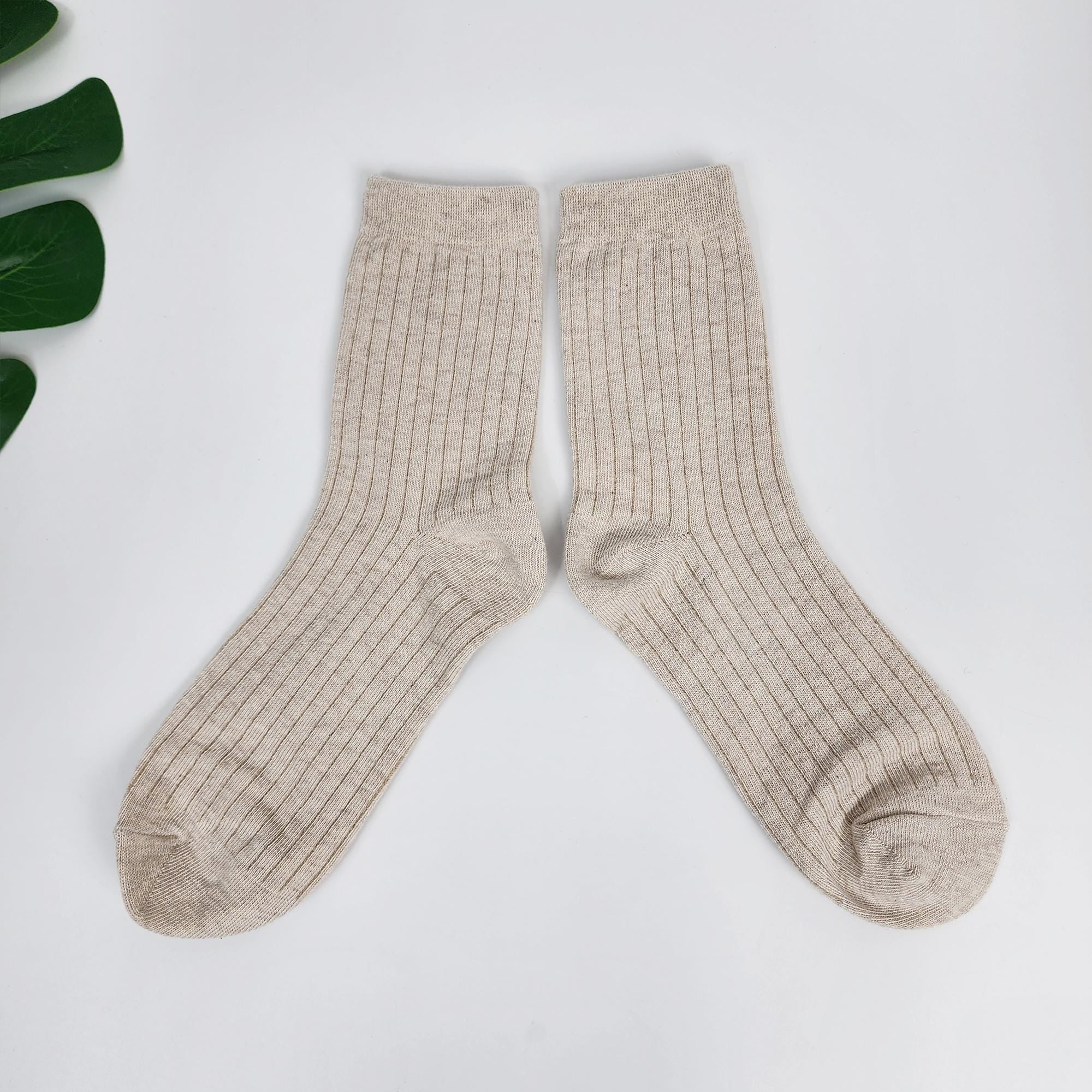 Ribbed Cotton Socks | Mid Calf Solid Color Soft Breathable | Korean Socks | Daily Basic Hosiery Gift for Her