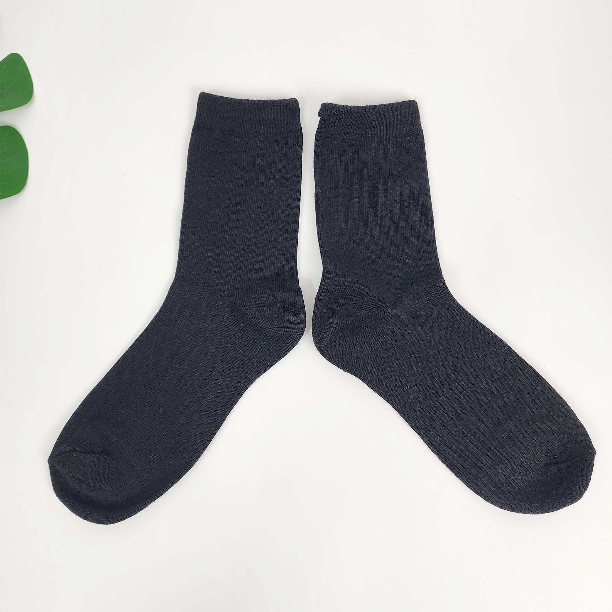 Ribbed Cotton Socks | Mid Calf Solid Color Soft Breathable | Korean Socks | Daily Basic Hosiery Gift for Her