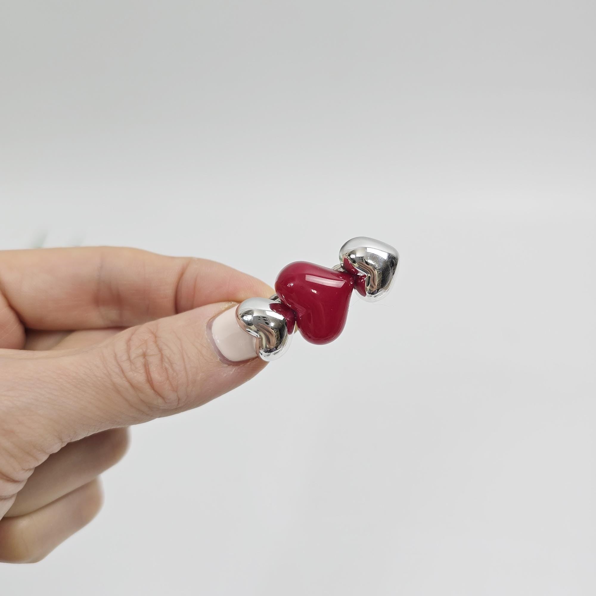 Red Heart Mini Barrette Clip Side Hair Claw Clip (1.5 Inch) / Alligator Hair Clip for Woman