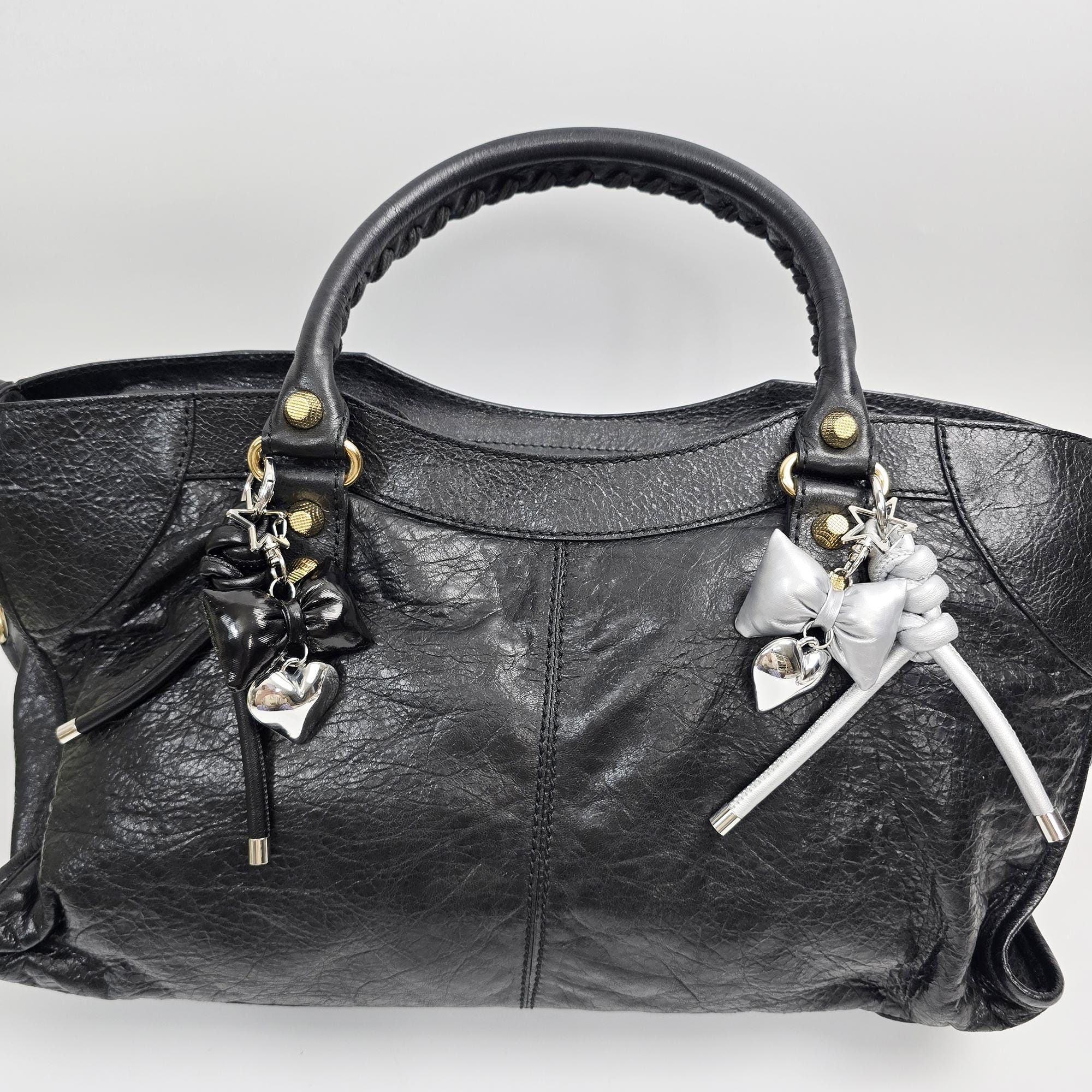 Faux Leather Twist Keyring Bag Charm, Car Key Holder Accessory | Stylish Y2K Bag Charm | Korean Handbag Accessory