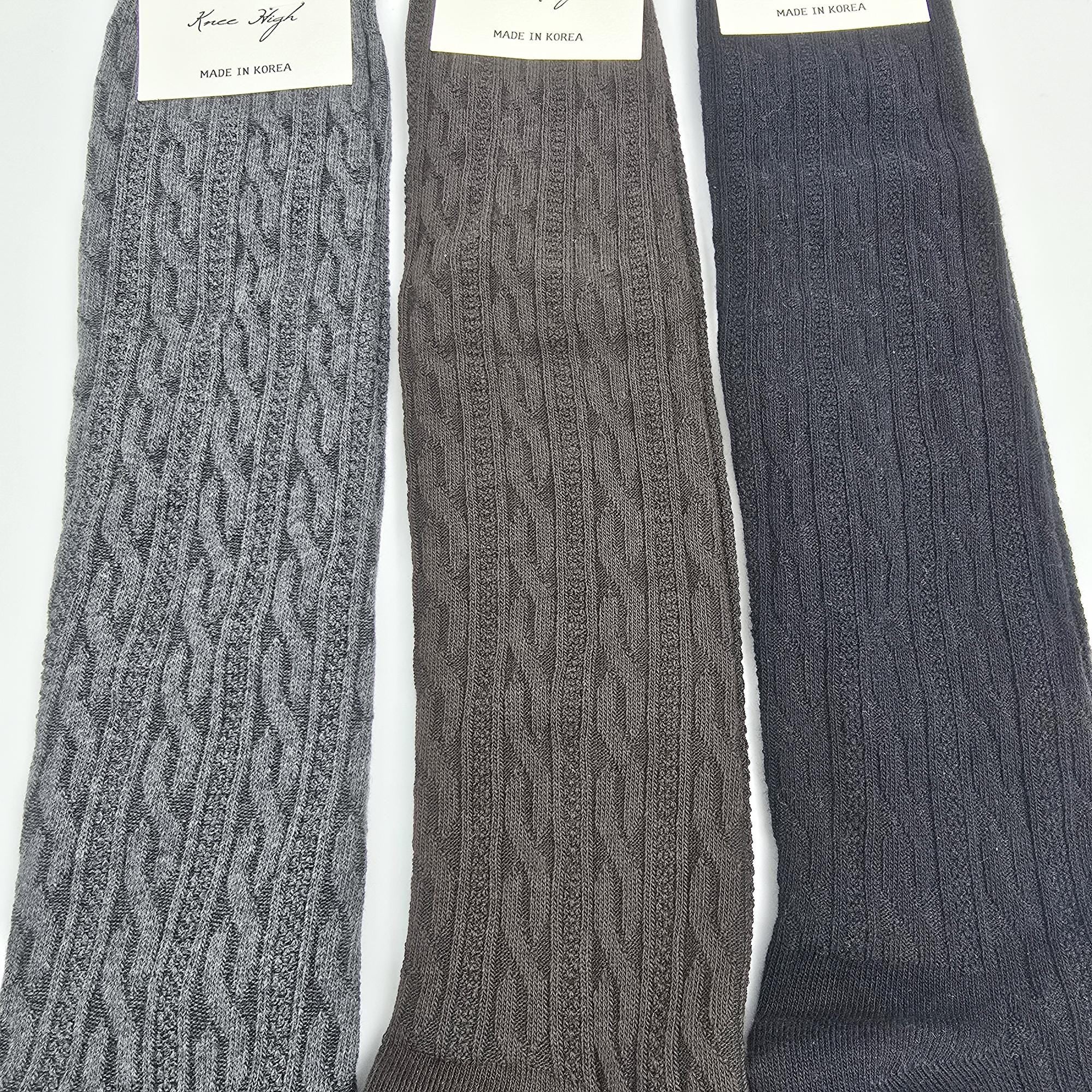 Cable Knit Knee High Socks | Cotton Long Boot Hosiery | Korean Socks | Preppy School Gift