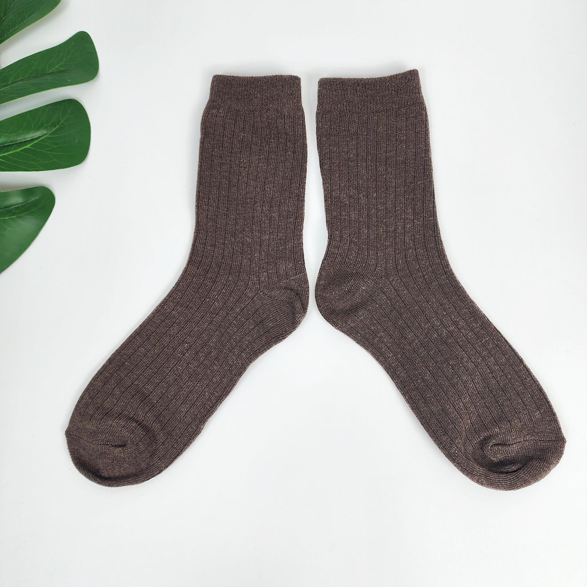 Ribbed Cotton Socks | Mid Calf Solid Color Soft Breathable | Korean Socks | Daily Basic Hosiery Gift for Her