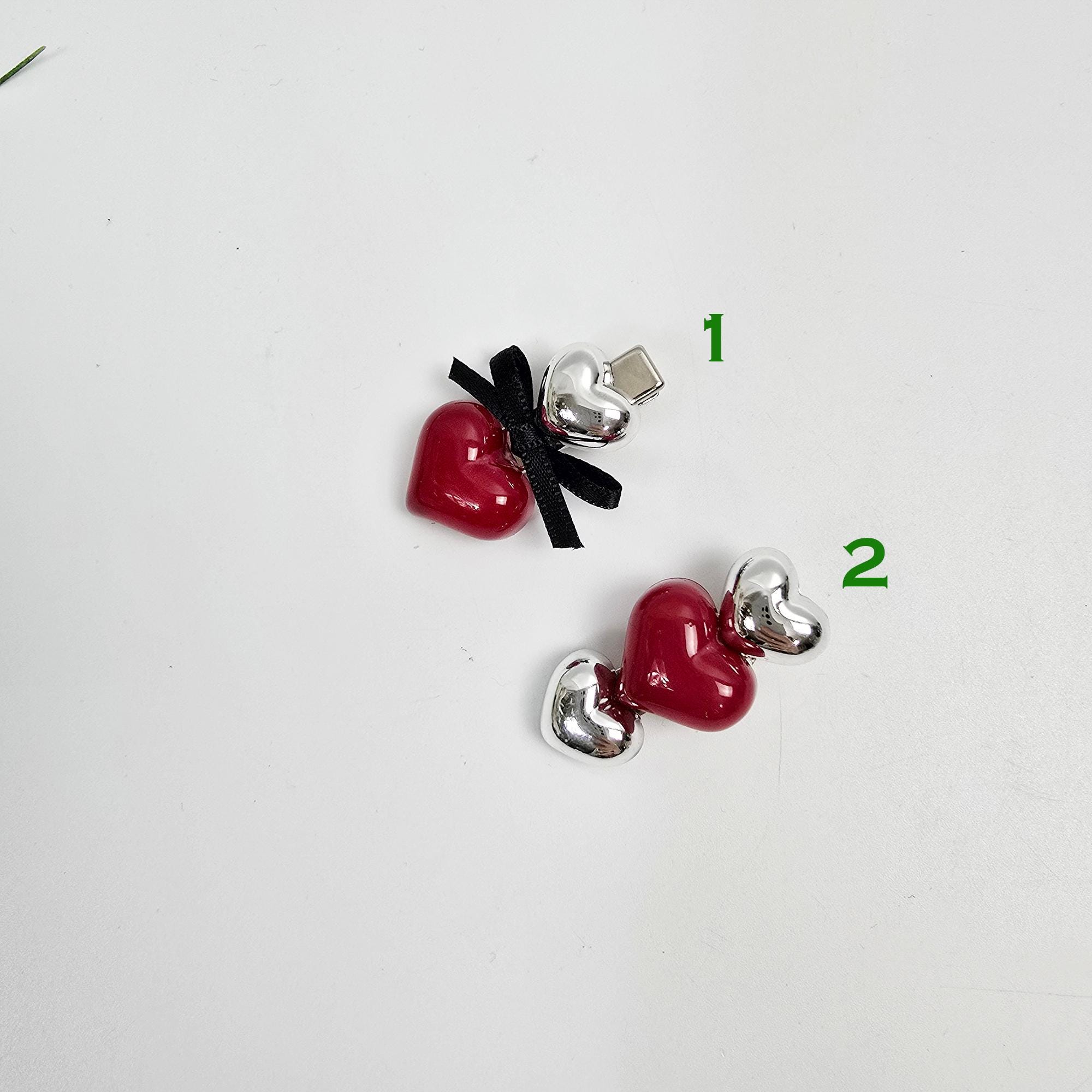 Red Heart Mini Barrette Clip Side Hair Claw Clip (1.5 Inch) / Alligator Hair Clip for Woman