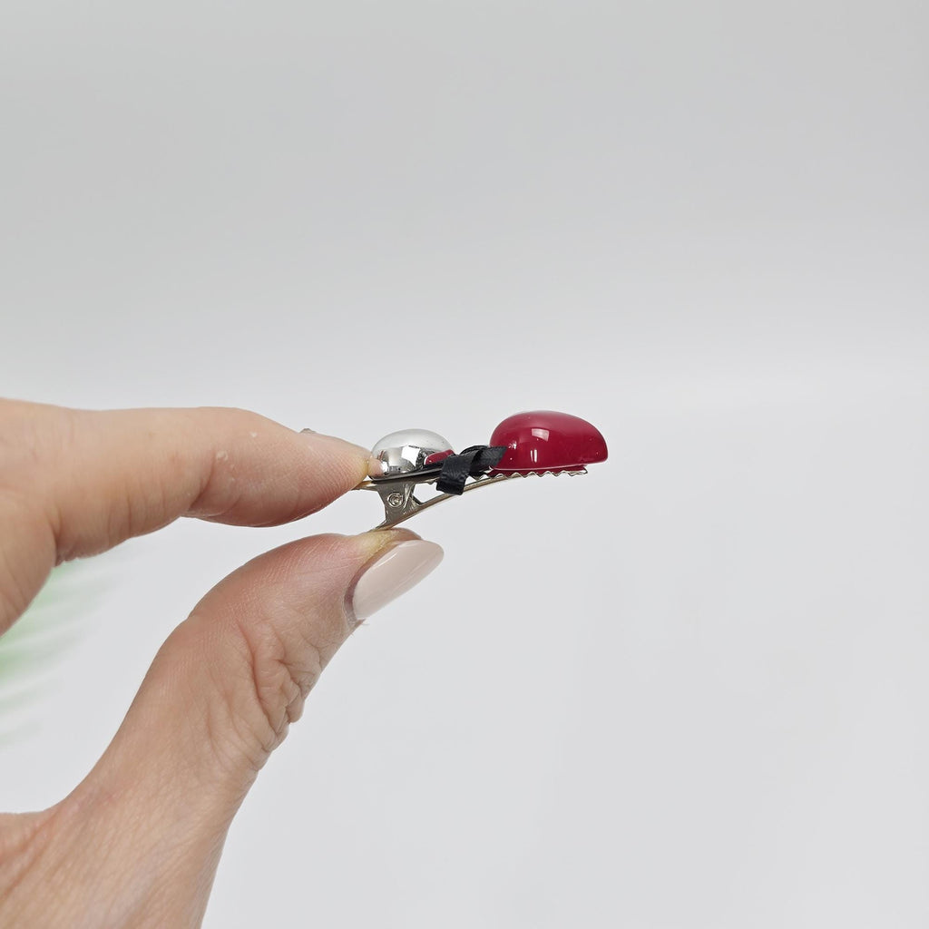 Red Heart Mini Barrette Clip Side Hair Claw Clip (1.5 Inch) / Alligator Hair Clip for Woman