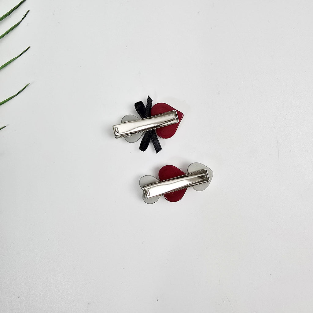 Red Heart Mini Barrette Clip Side Hair Claw Clip (1.5 Inch) / Alligator Hair Clip for Woman