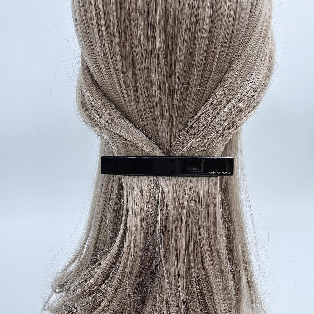 Simple Flat Straight Full and Half-Updo Hair Barrette (4.3 Inch) / Elegance Leopard French Hair Pin / Automatic Hair Clip