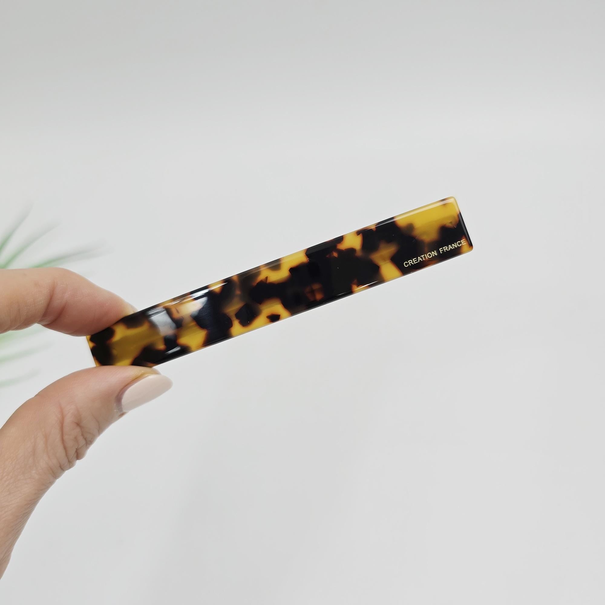 Simple Flat Straight Full and Half-Updo Hair Barrette (4.3 Inch) / Elegance Leopard French Hair Pin / Automatic Hair Clip