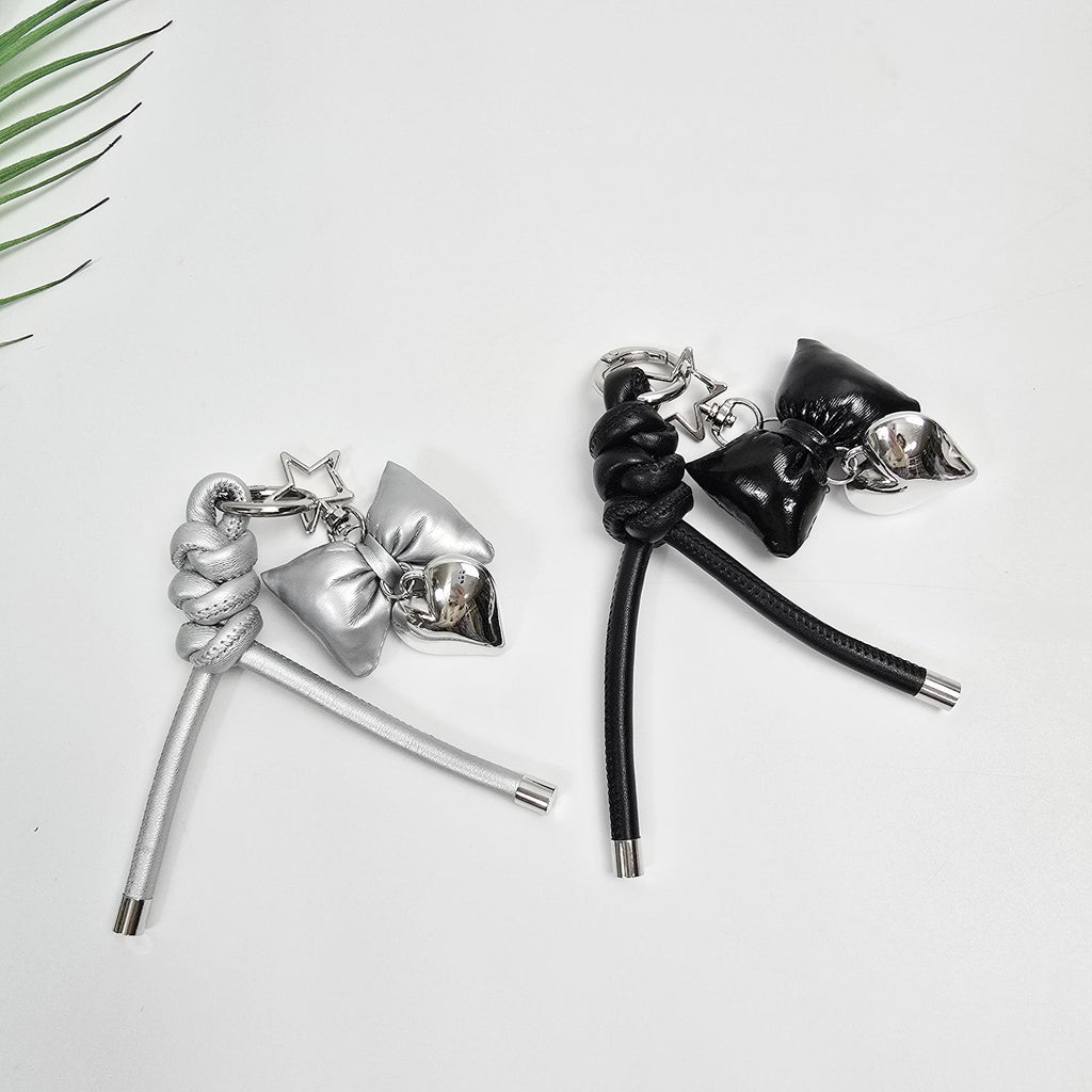 Faux Leather Twist Keyring Bag Charm, Car Key Holder Accessory | Stylish Y2K Bag Charm | Korean Handbag Accessory