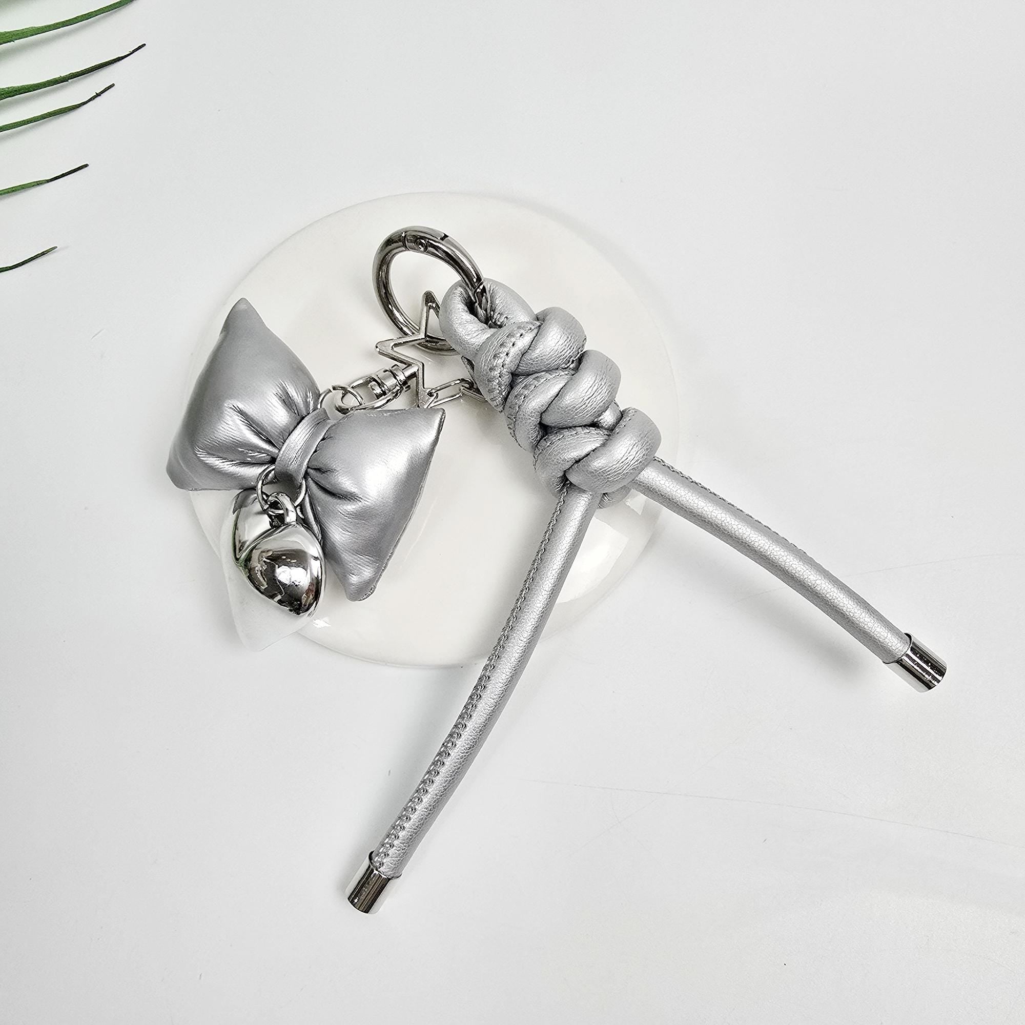 Faux Leather Twist Keyring Bag Charm, Car Key Holder Accessory | Stylish Y2K Bag Charm | Korean Handbag Accessory