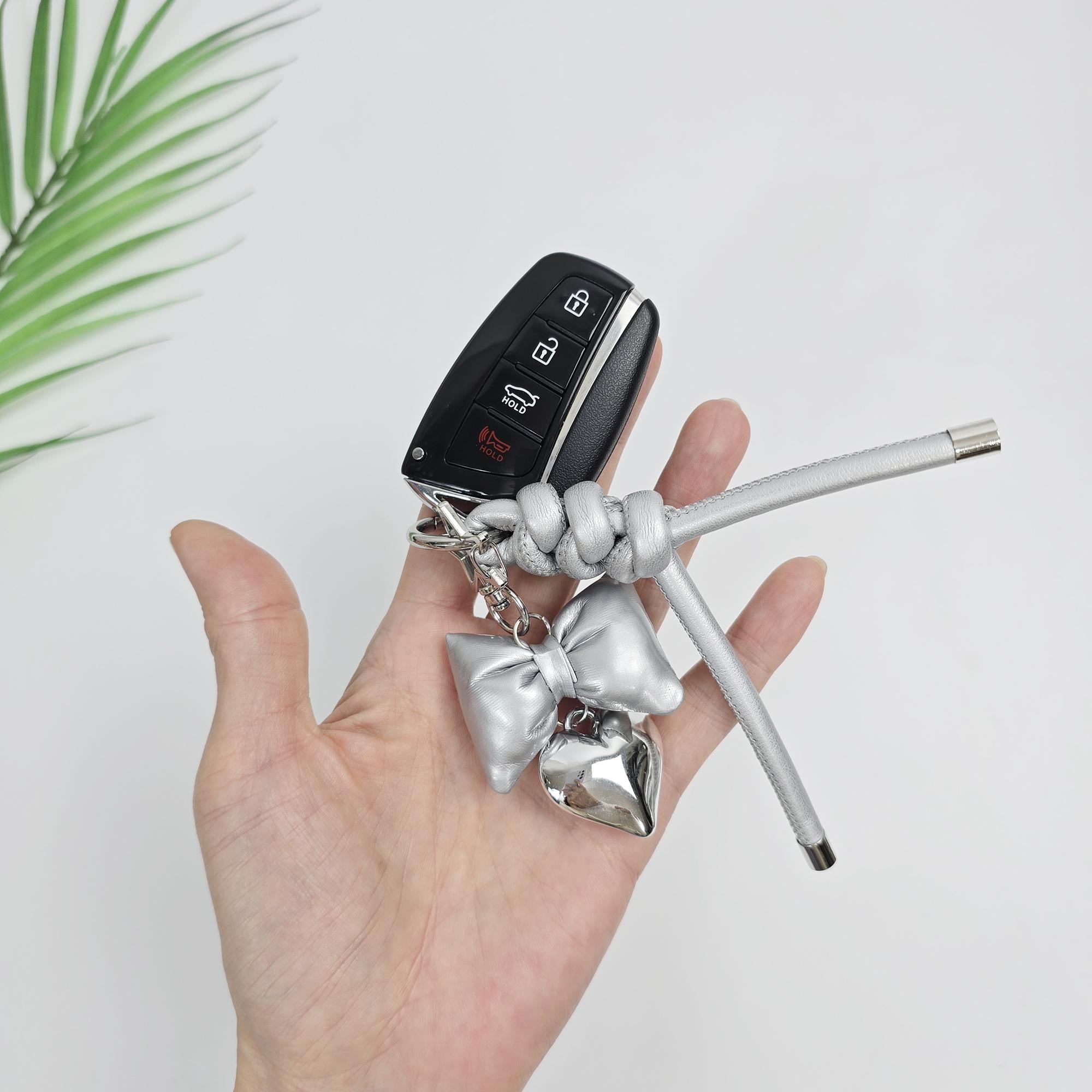 Faux Leather Twist Keyring Bag Charm, Car Key Holder Accessory | Stylish Y2K Bag Charm | Korean Handbag Accessory