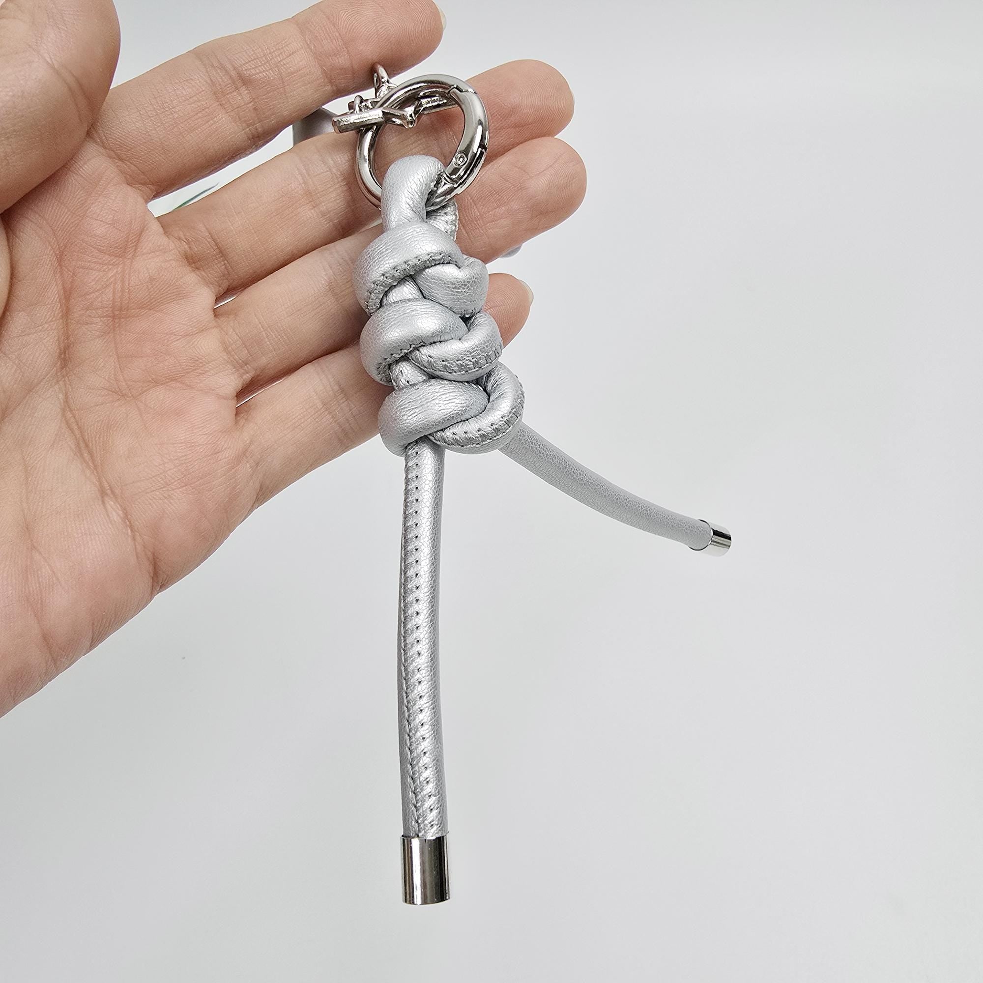 Faux Leather Twist Keyring Bag Charm, Car Key Holder Accessory | Stylish Y2K Bag Charm | Korean Handbag Accessory