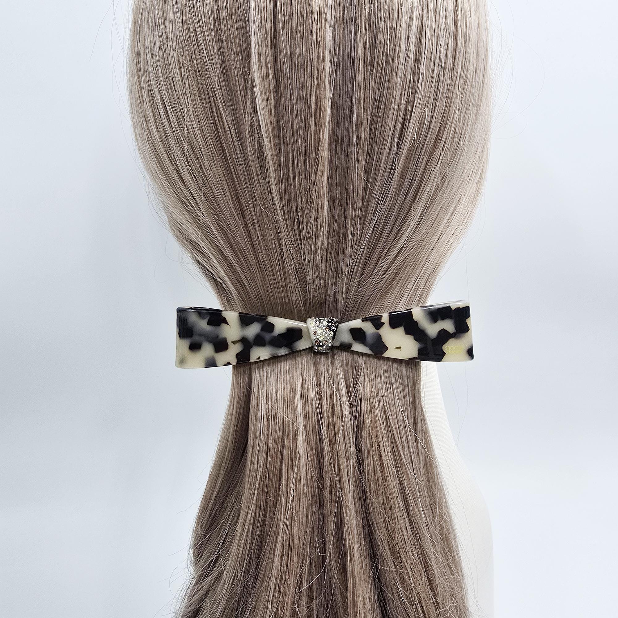Cubic Glow Tie Hair Clip for Full or Half Updo (4.9 Inch) / Elegance French Hair Pin / Automatic Hair Clip