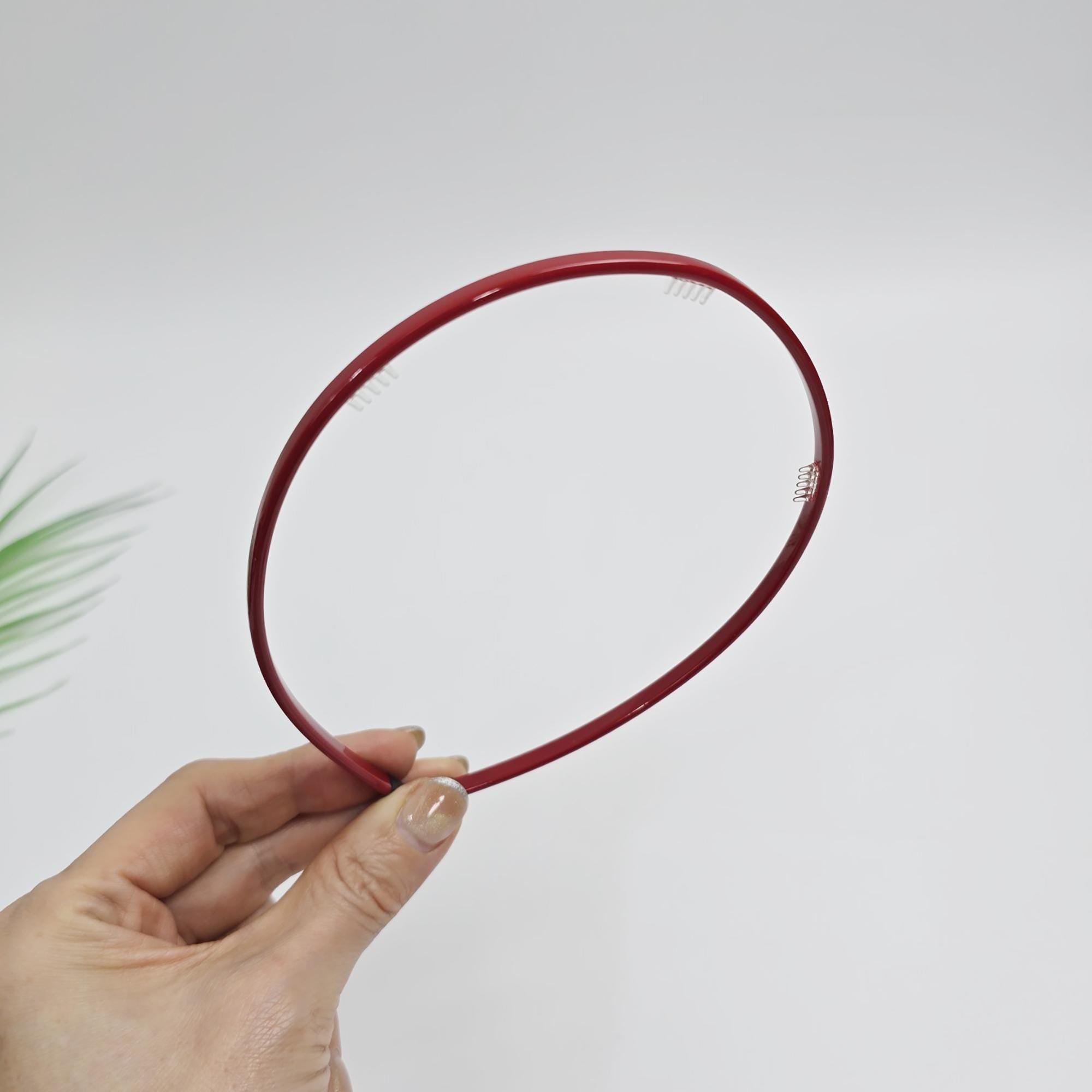 Red Thin Wave Headband (0.2 Inch) / Tortoise Shell French Hair Pin / Hair Accessory for Woman / Acrylic Alice Headband