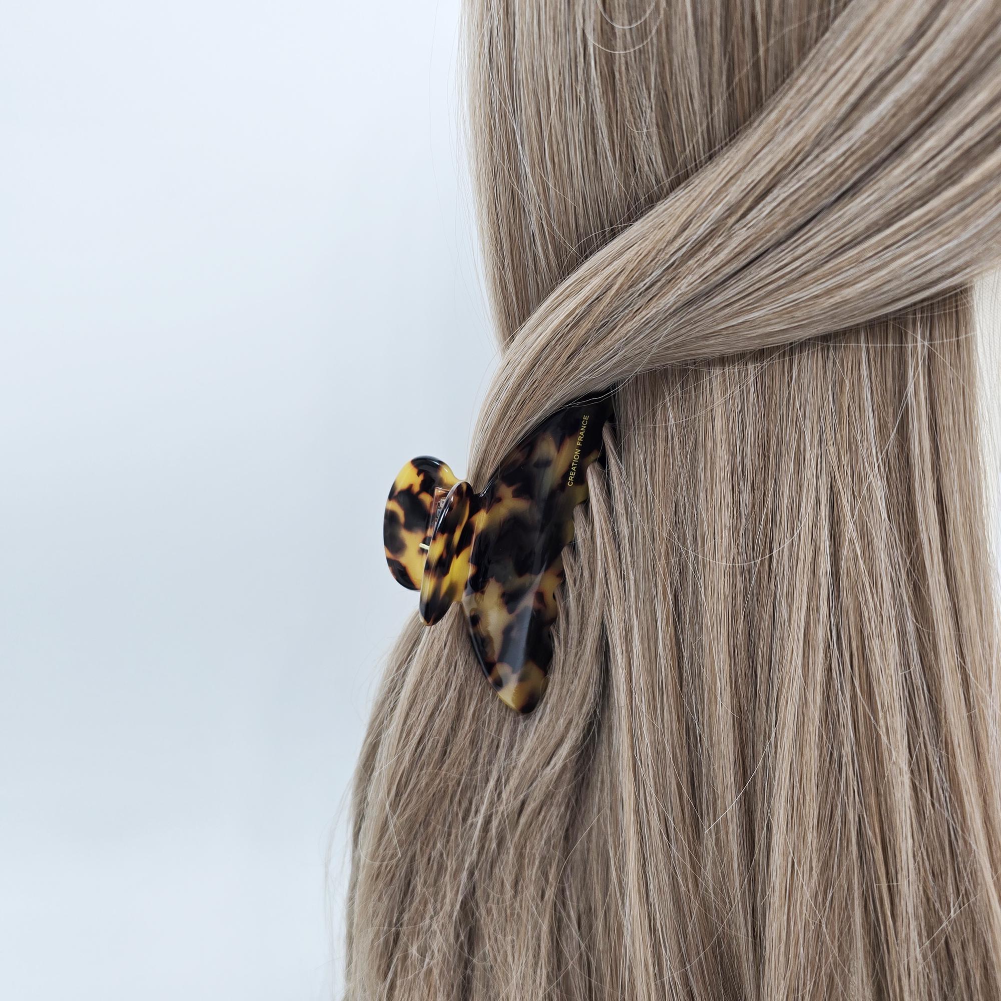Leopard Print Simple Half-Moon Hair Claw Clip (3.5 Inch) / Elegance Leopard French Hair Pin / Hair Barrette for Woman