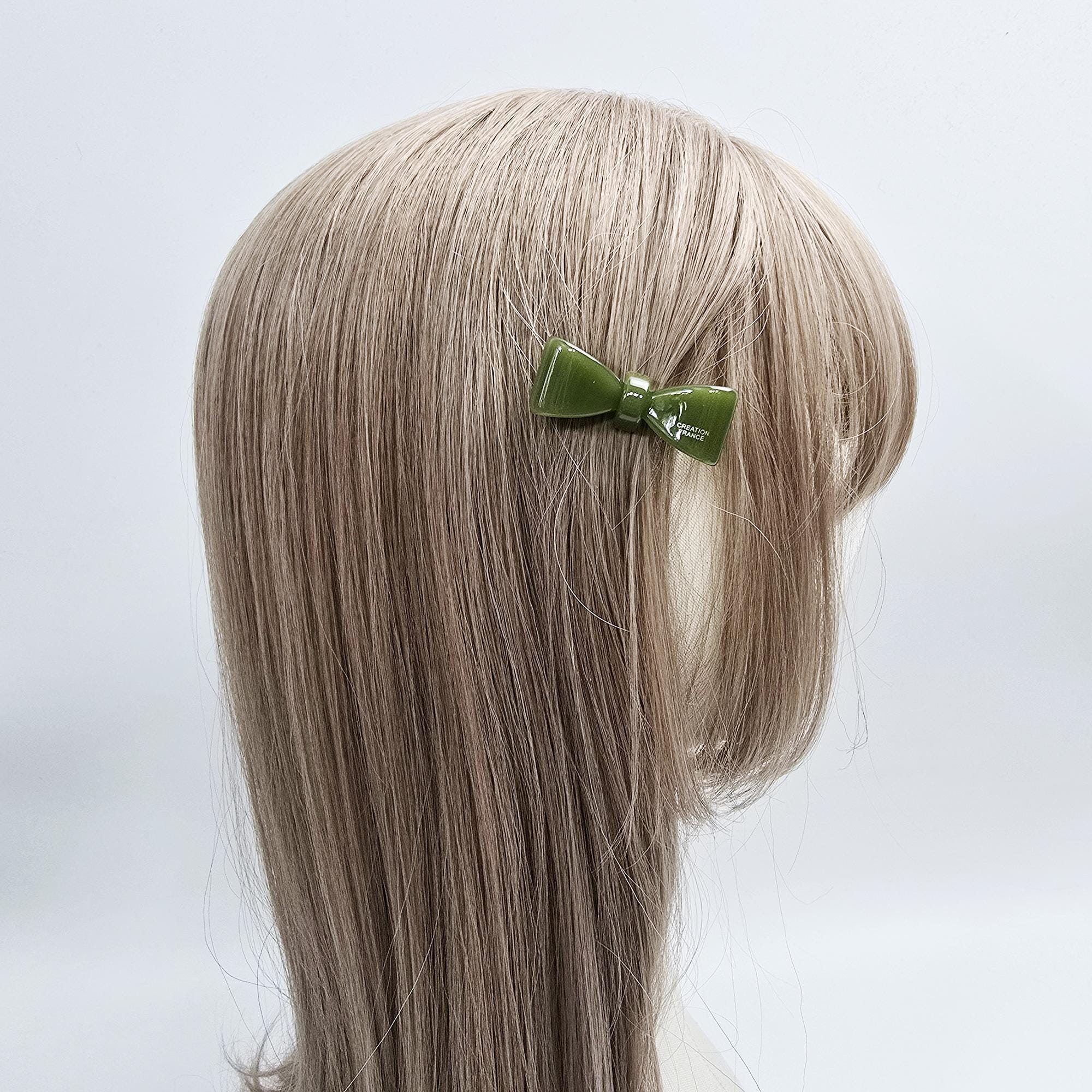 Pure Mini Ribbon Hair Claw Clip for Girls (1.8 Inch) / Vivid Color French Pin / Alligator Hair Clip for Woman